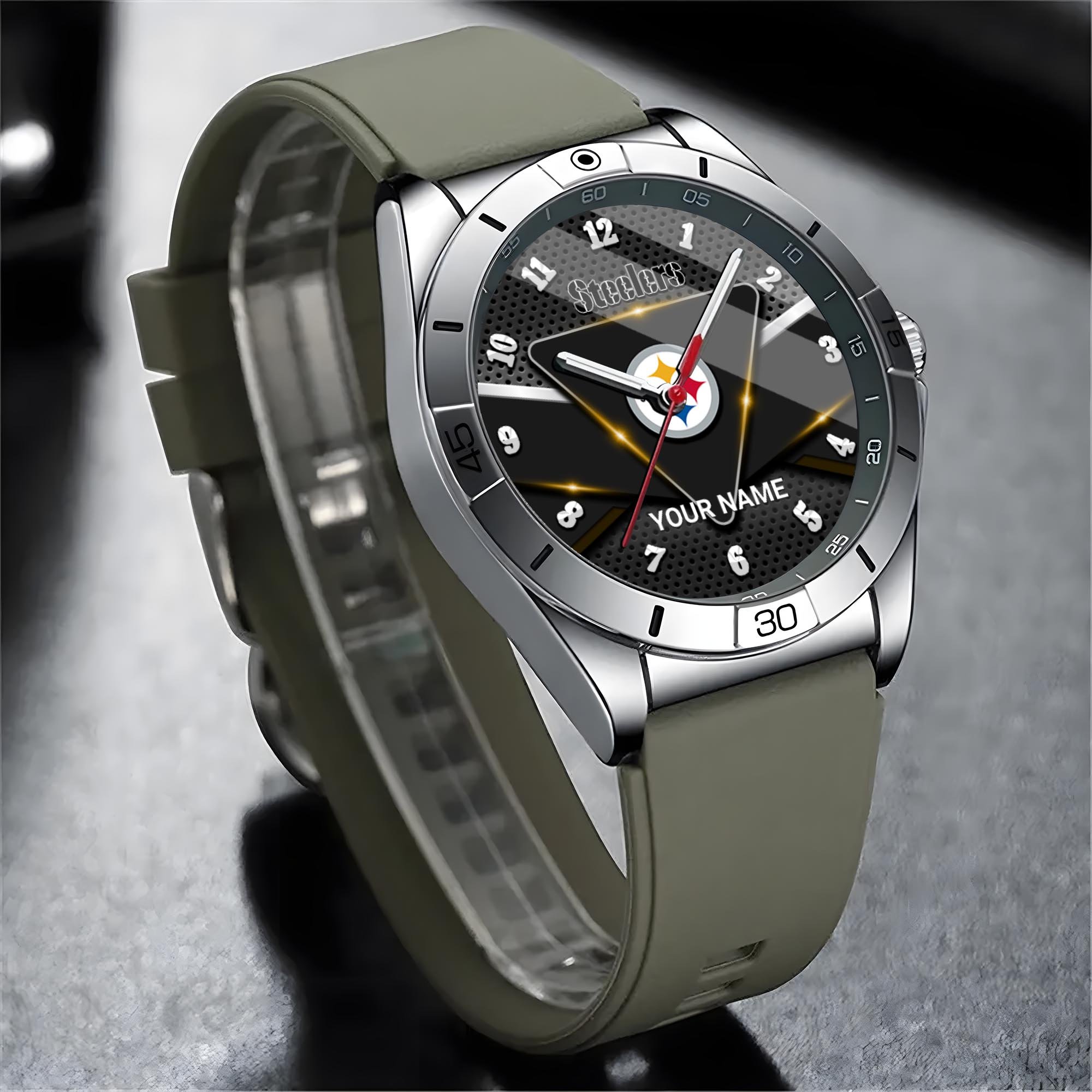 Alternative view of Pittsburgh Steelers Stainless Steel Quartz Watch Custom Your Name Versions 2025, Gifts For Fan EHIVM-07162797N