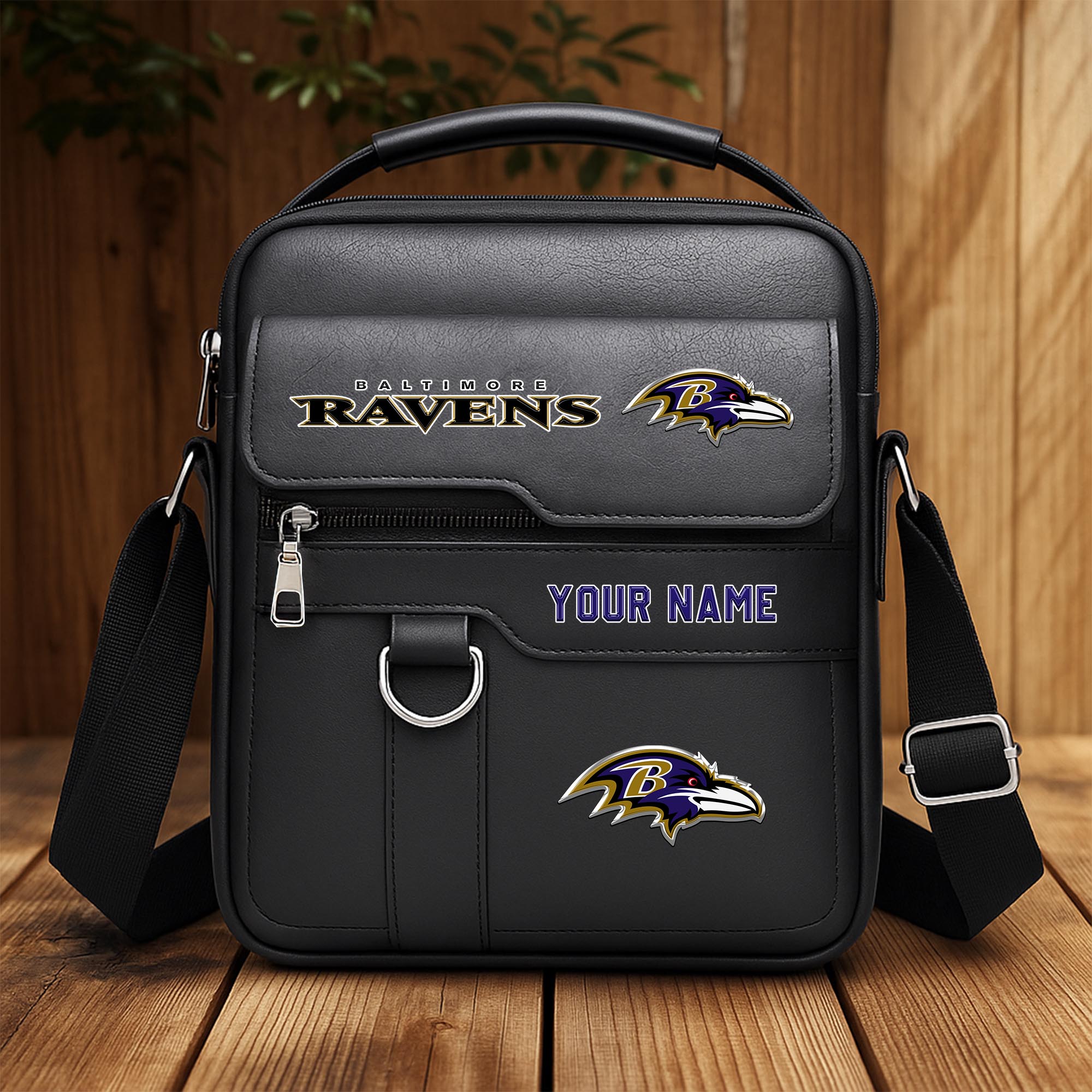 Baltimore Ravens Men's Crossbody Shoulder Bag Custom Your Name 2025 Versions, Sport Shoulder Bag EHIVM-06202610