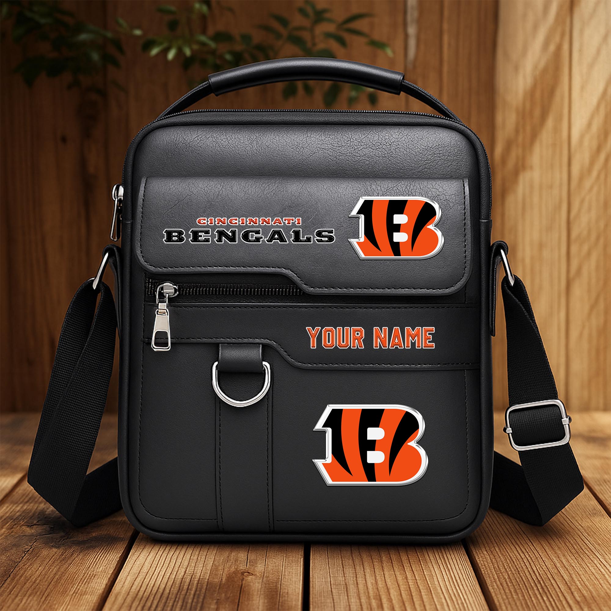 Cincinnati Bengals Men's Crossbody Shoulder Bag Custom Your Name 2025 Versions, Sport Shoulder Bag EHIVM-06202610