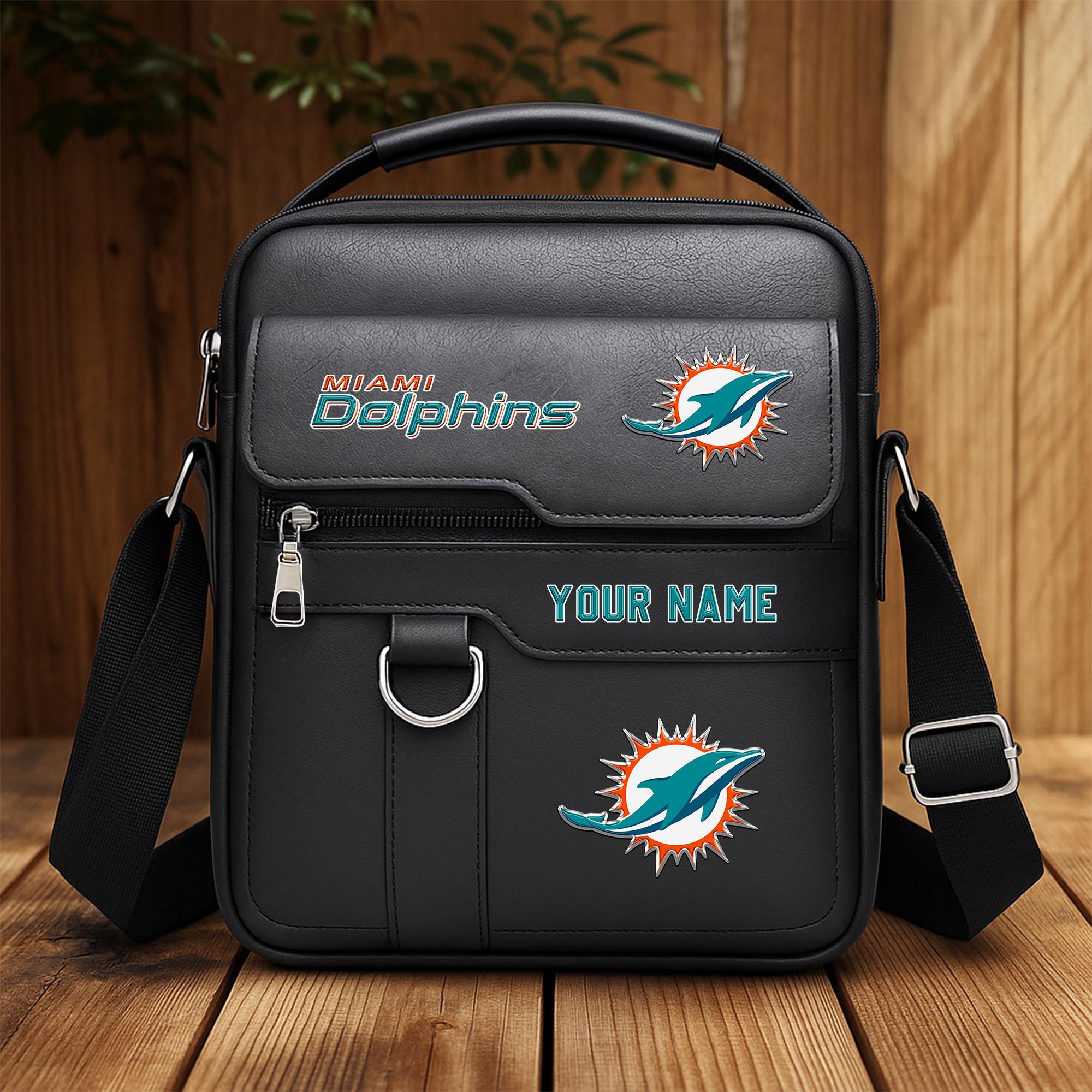 Miami Dolphins Men's Crossbody Shoulder Bag Custom Your Name 2025 Versions, Sport Shoulder Bag EHIVM-06202610