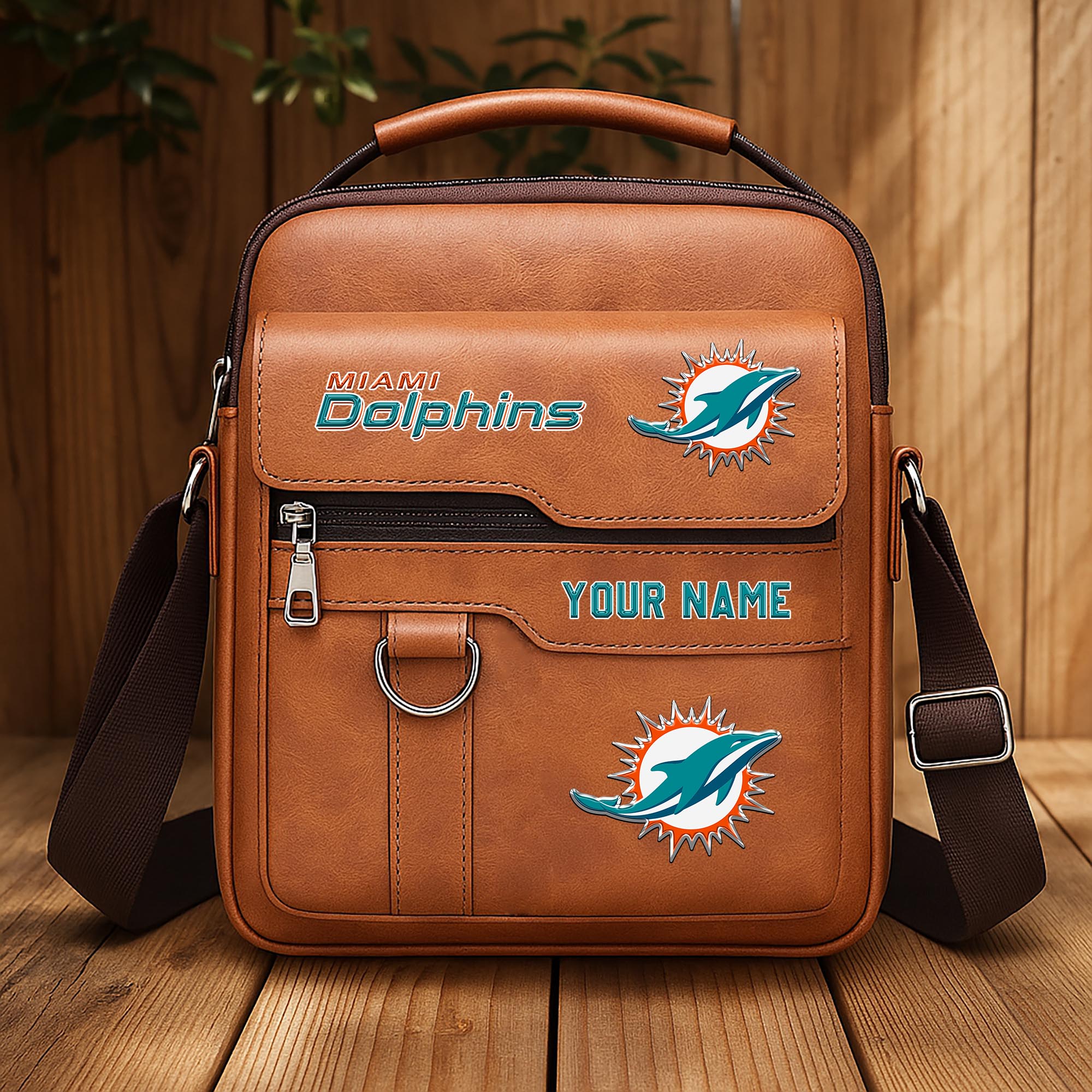 Alternative view of Miami Dolphins Men's Crossbody Shoulder Bag Custom Your Name 2025 Versions, Sport Shoulder Bag EHIVM-06202610