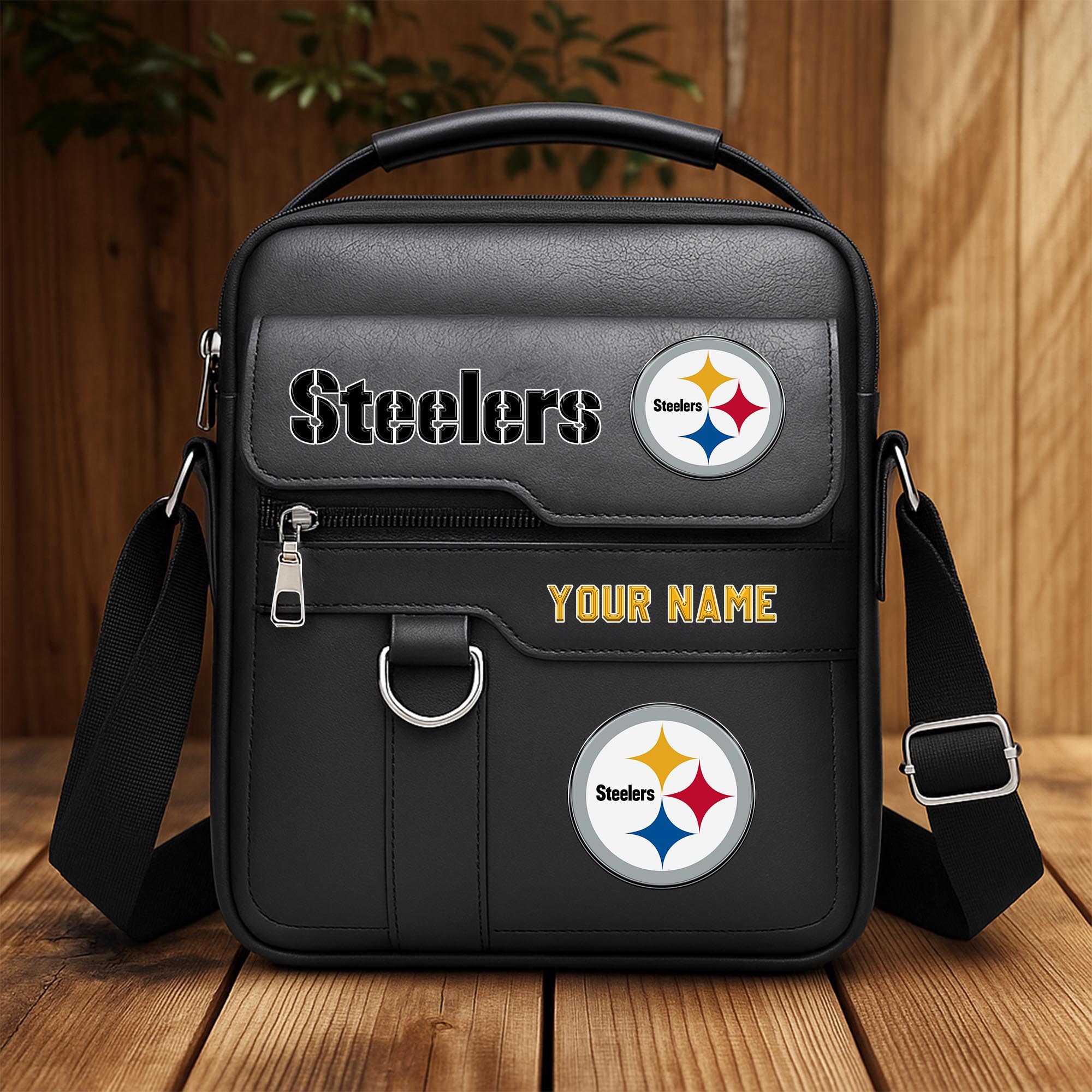Pittsburgh Steelers Men's Crossbody Shoulder Bag Custom Your Name 2025 Versions, Sport Shoulder Bag EHIVM-06202610