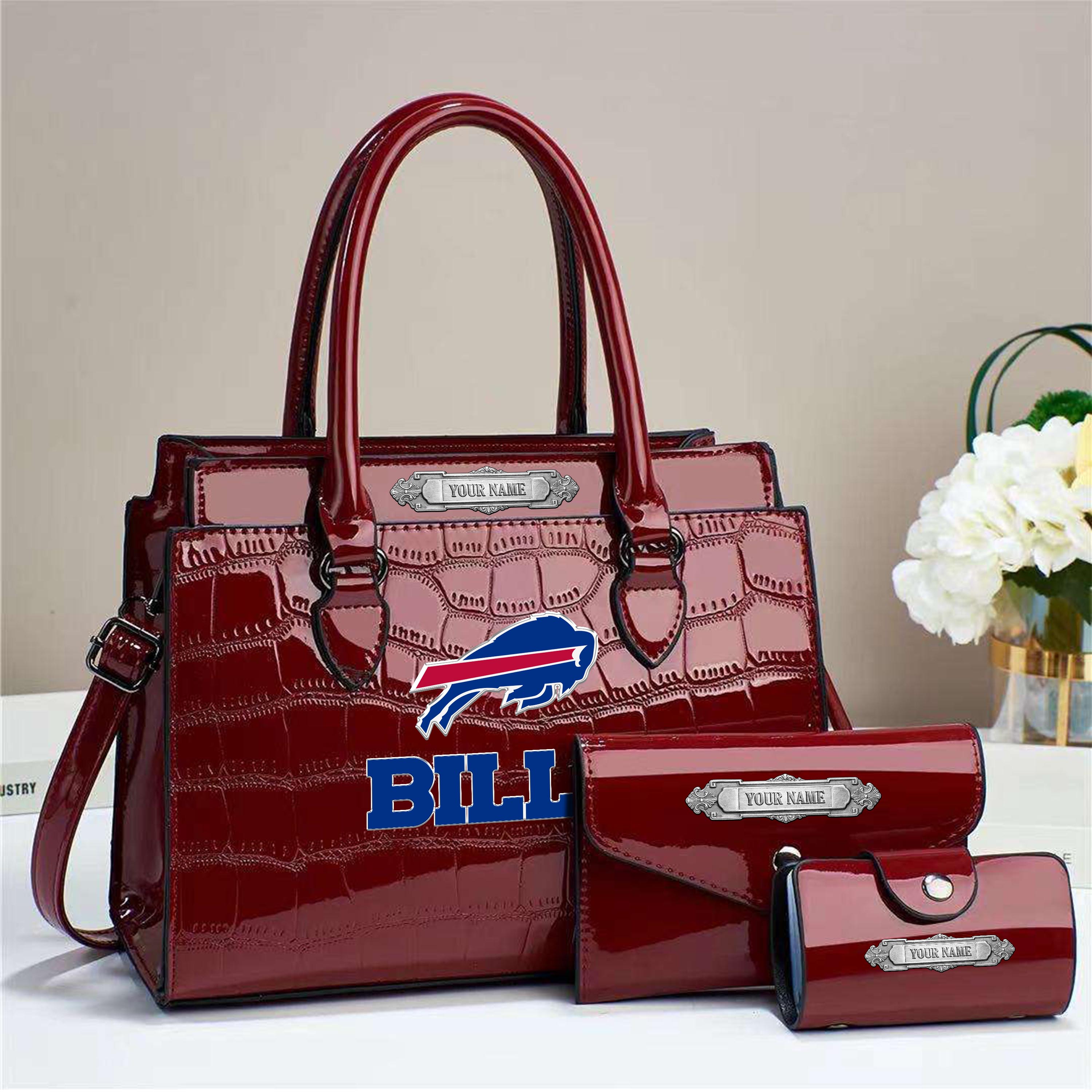 Alternative view of Buffalo Bills Deluxe Handbag For Women Custom Your Name 2025 Versions, Sport Handbag Set Large Capacity 3Pcs Patent Leather Tote Bags for Women EHIVM-05222306