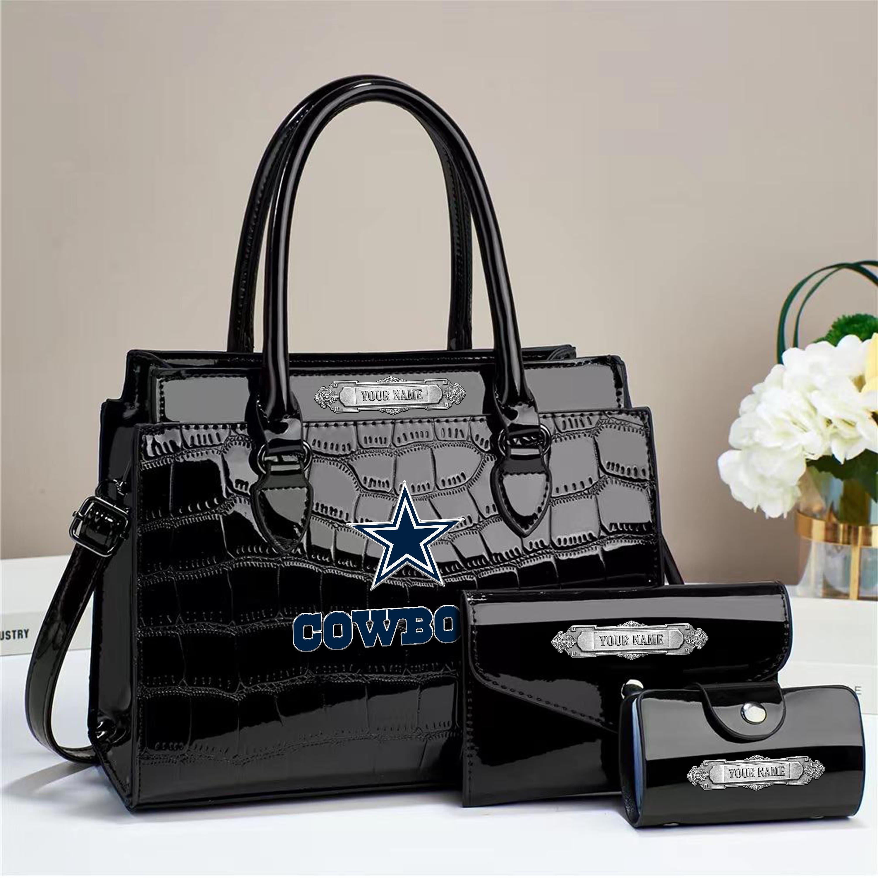 Dallas Cowboys Deluxe Handbag For Women Custom Your Name 2025 Versions, Sport Handbag Set Large Capacity 3Pcs Patent Leather Tote Bags for Women EHIVM-05222306 - Image 4