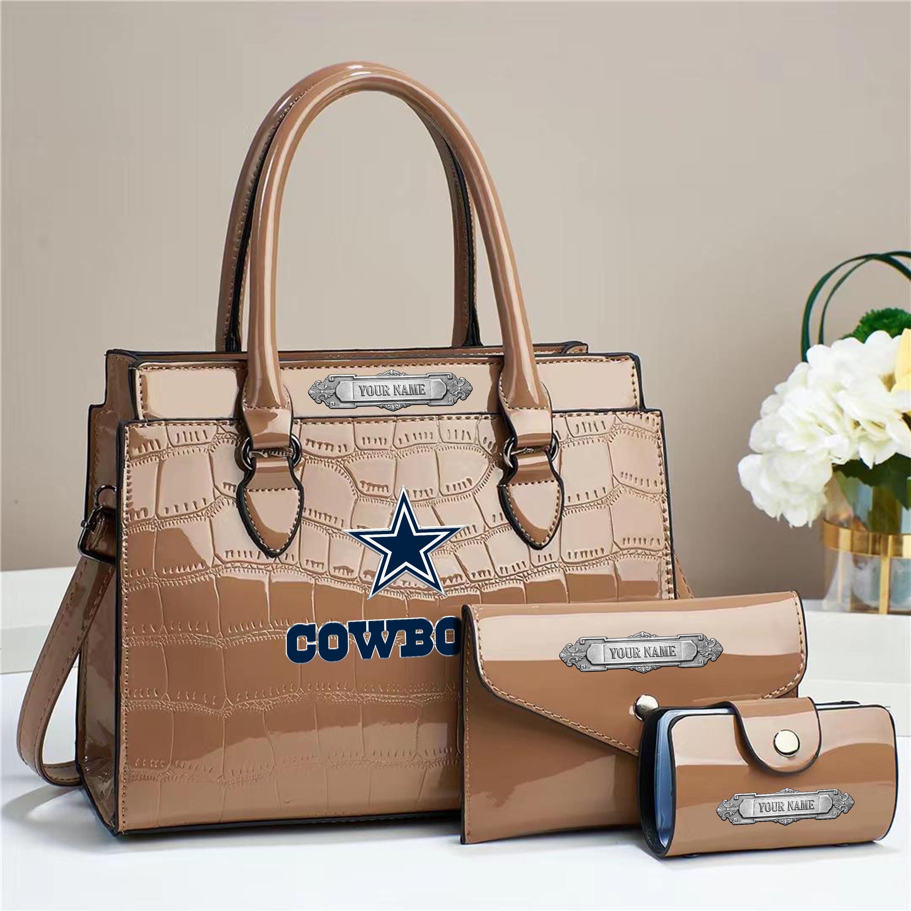 Dallas Cowboys Deluxe Handbag For Women Custom Your Name 2025 Versions, Sport Handbag Set Large Capacity 3Pcs Patent Leather Tote Bags for Women EHIVM-05222306 - Image 6