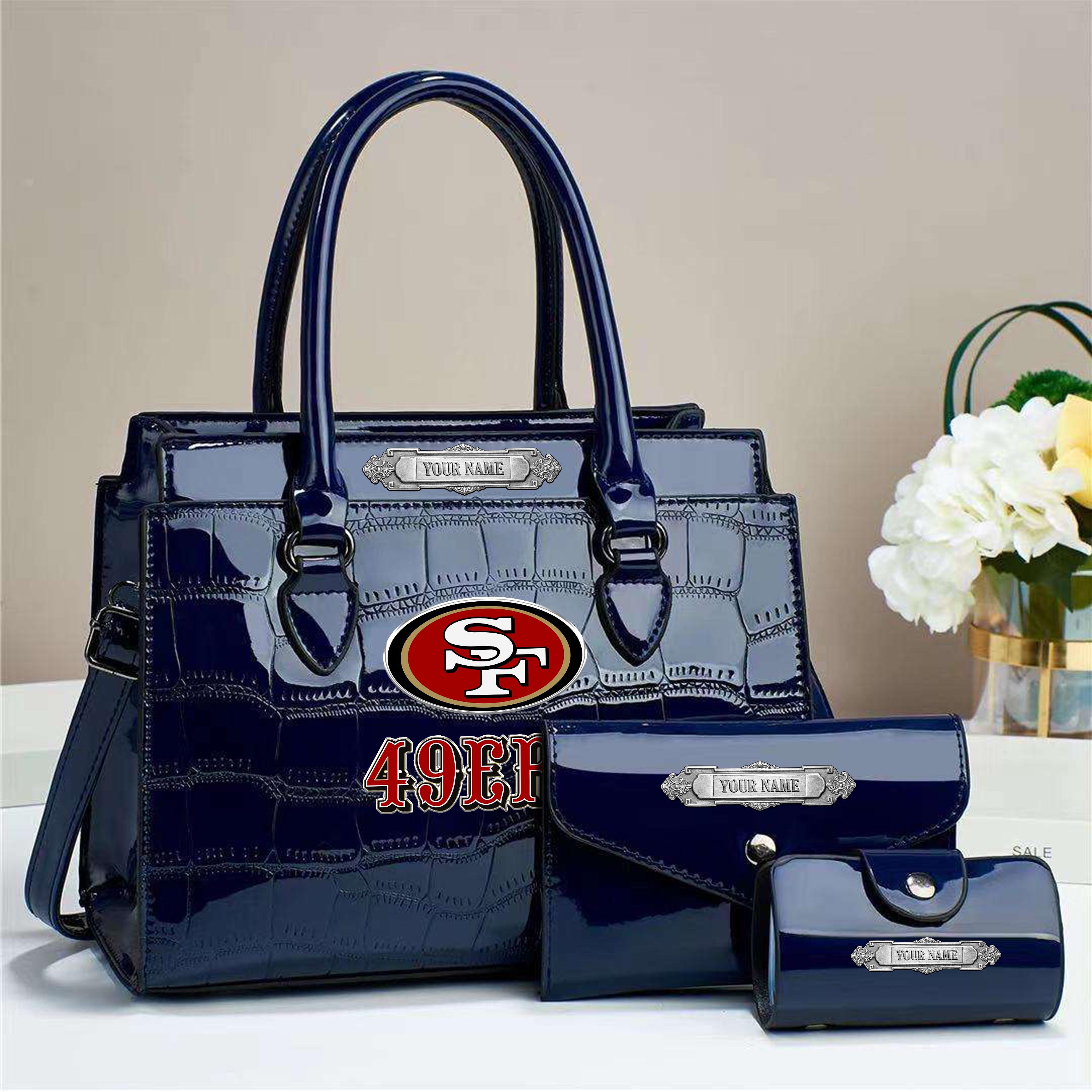 Alternative view of San Francisco 49ers Deluxe Handbag For Women Custom Your Name 2025 Versions, Sport Handbag Set Large Capacity 3Pcs Patent Leather Tote Bags for Women EHIVM-05222306
