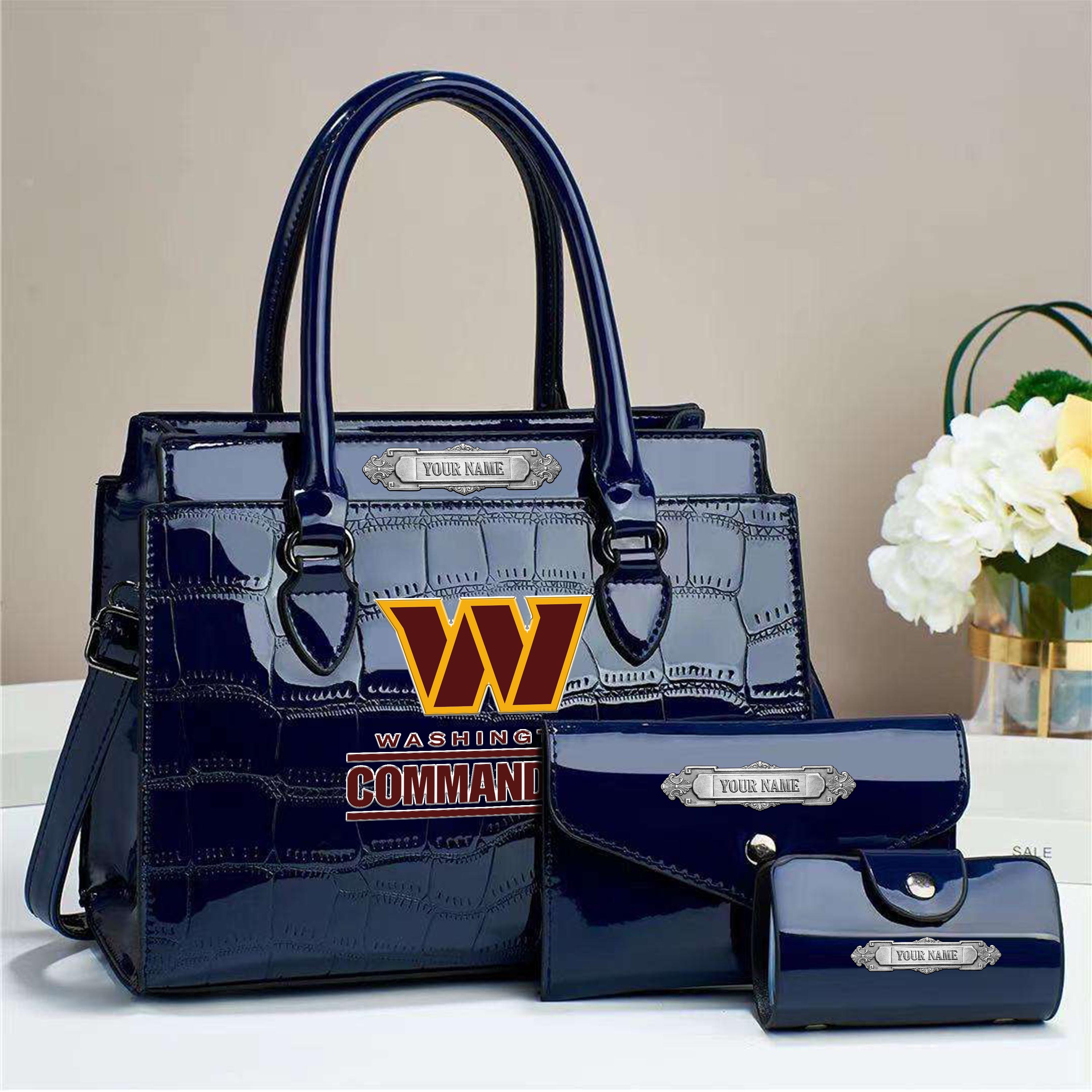 Alternative view of Washington Commanders Deluxe Handbag For Women Custom Your Name 2025 Versions, Sport Handbag Set Large Capacity 3Pcs Patent Leather Tote Bags for Women EHIVM-05222306