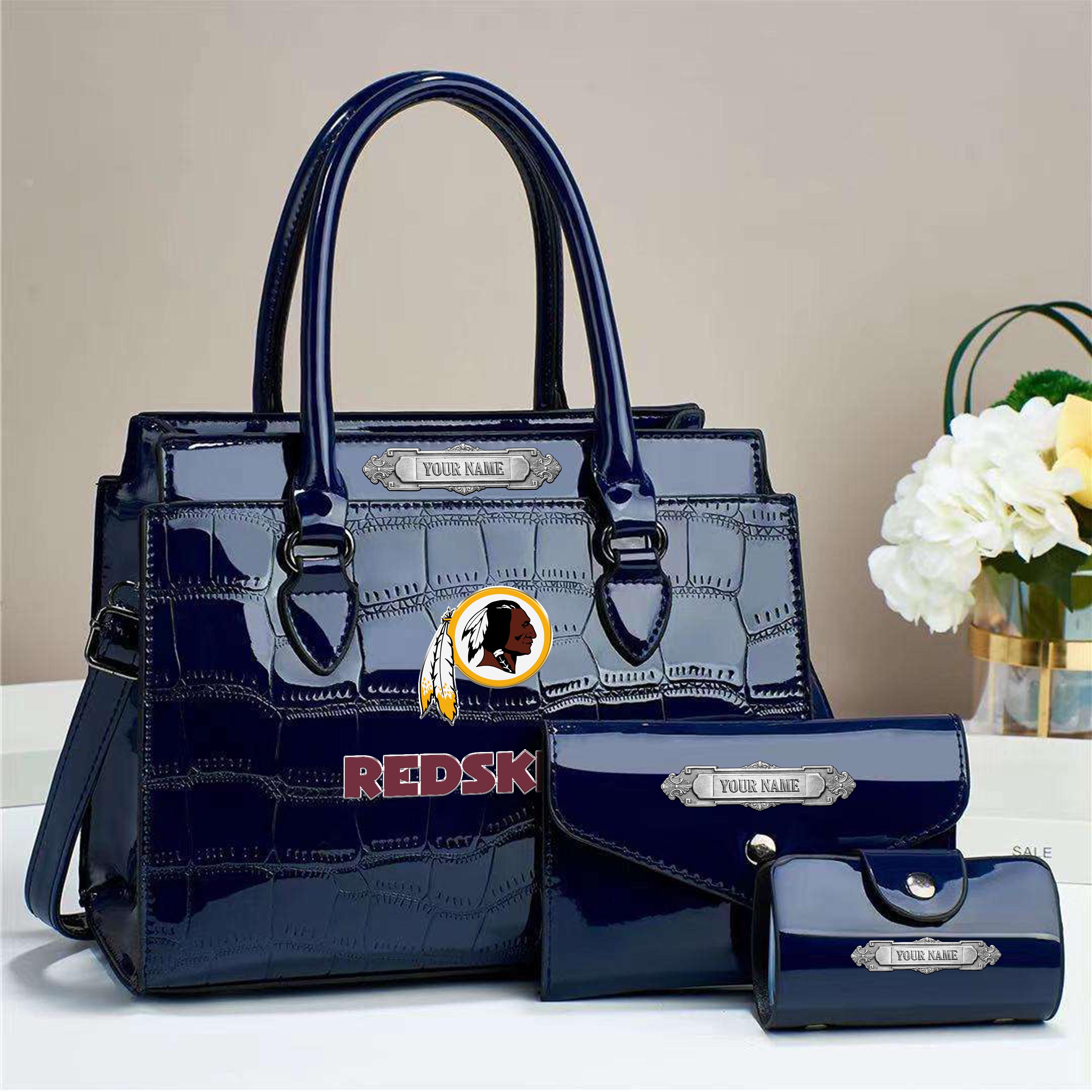 Alternative view of Washington Redskins Deluxe Handbag For Women Custom Your Name 2025 Versions, Sport Handbag Set Large Capacity 3Pcs Patent Leather Tote Bags for Women EHIVM-05222306