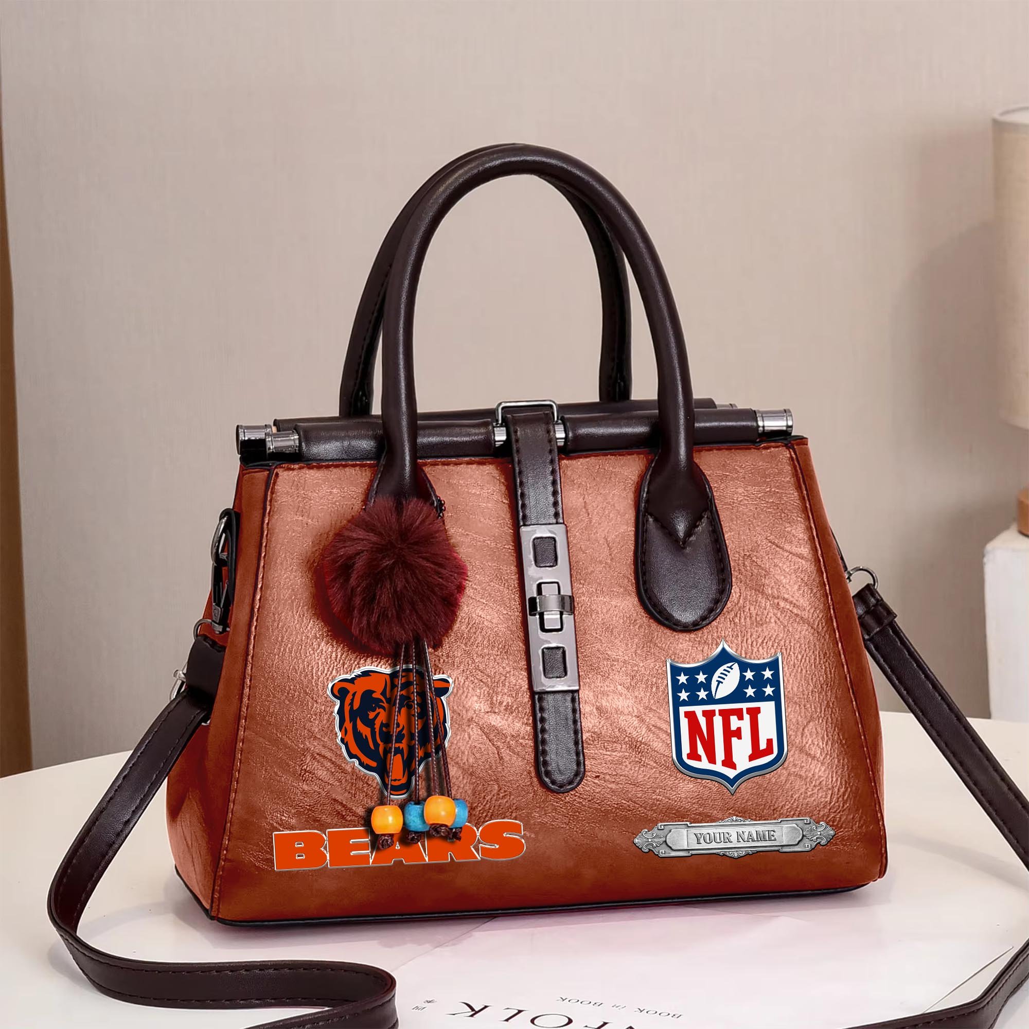 Chicago Bears Deluxe Handbag For Women Custom Your Name 2025 Versions, Sport Handbag Set Large Capacity 3Pcs Patent Leather Tote Bags for Women  EHIVM-05302416N