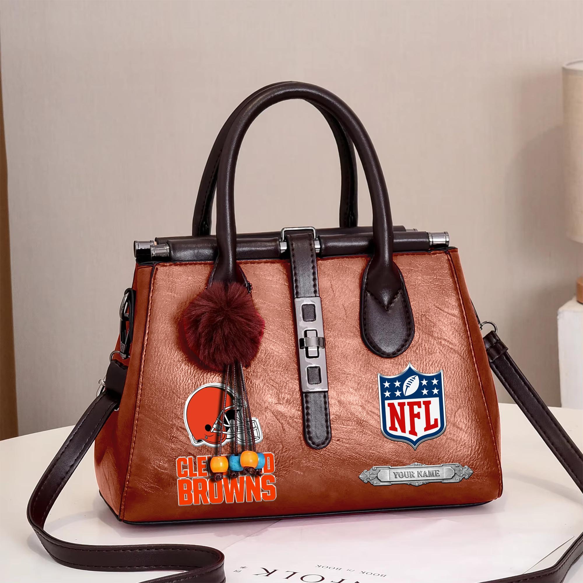 Cleveland Browns Deluxe Handbag For Women Custom Your Name 2025 Versions, Sport Handbag Set Large Capacity 3Pcs Patent Leather Tote Bags for Women  EHIVM-05302416N