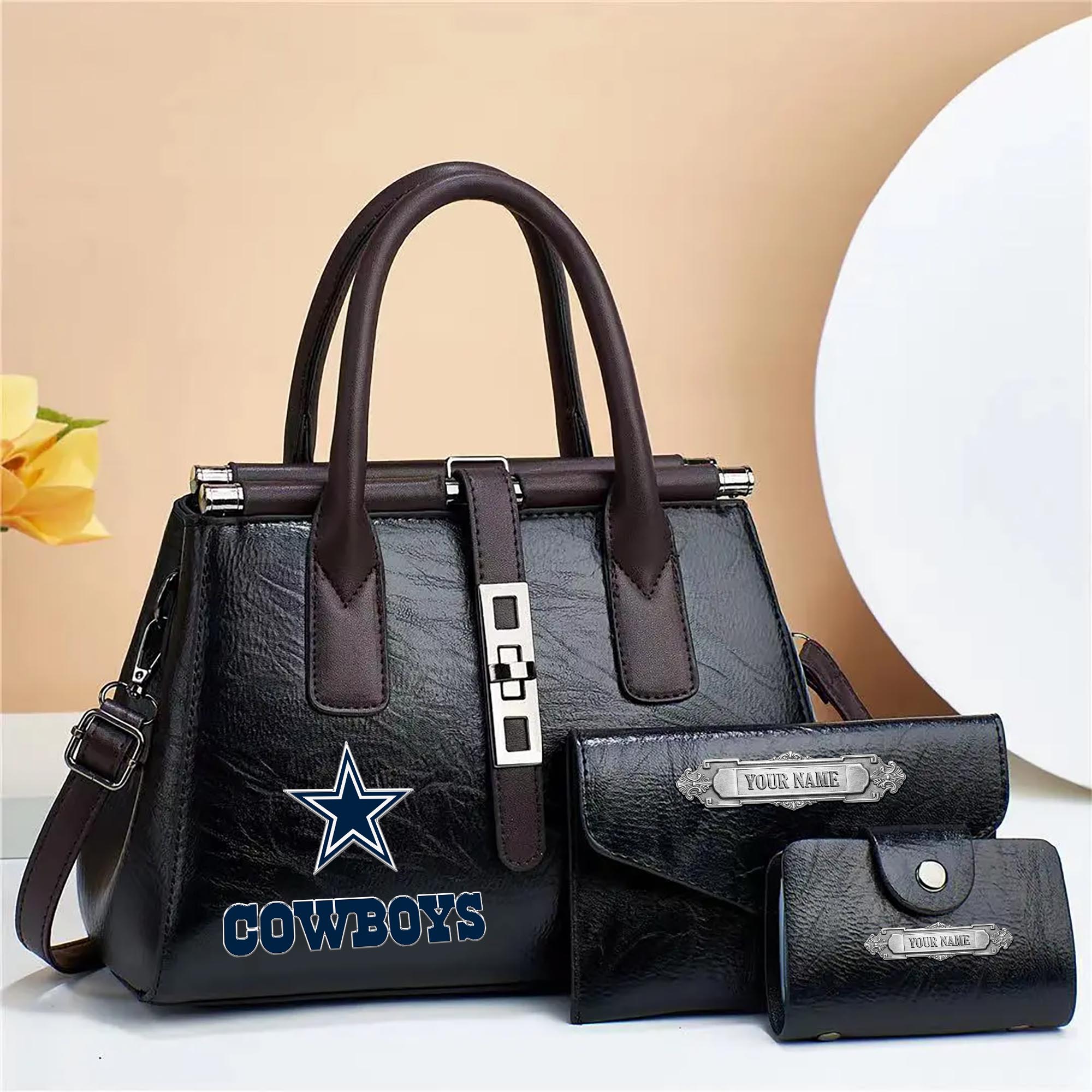 Alternative view of Dallas Cowboys Deluxe Handbag For Women Custom Your Name 2025 Versions, Sport Handbag Set Large Capacity 3Pcs Patent Leather Tote Bags for Women  EHIVM-05302416N