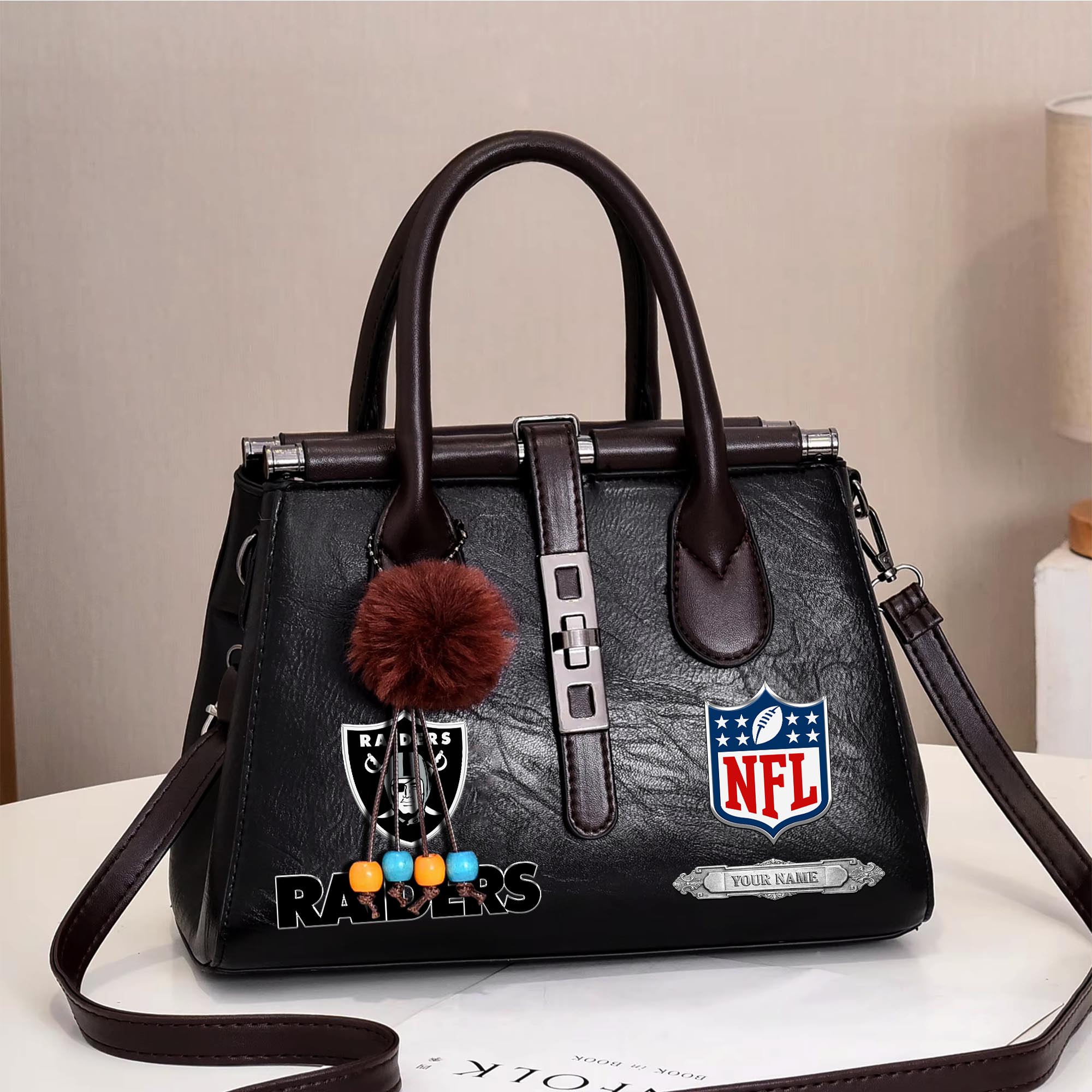 Las Vegas Raiders Deluxe Handbag For Women Custom Your Name 2025 Versions, Sport Handbag Set Large Capacity 3Pcs Patent Leather Tote Bags for Women EHIVM-05302416N - Image 3