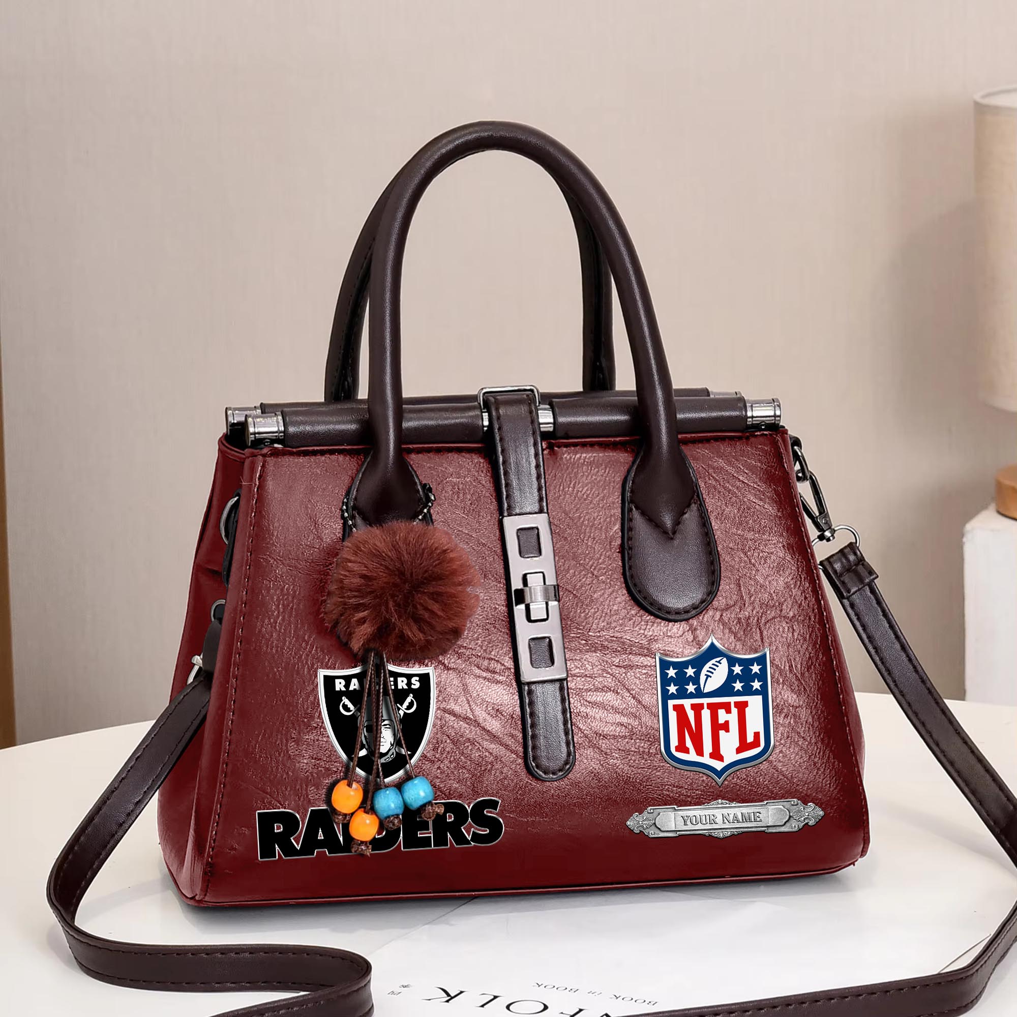 Las Vegas Raiders Deluxe Handbag For Women Custom Your Name 2025 Versions, Sport Handbag Set Large Capacity 3Pcs Patent Leather Tote Bags for Women EHIVM-05302416N - Image 7