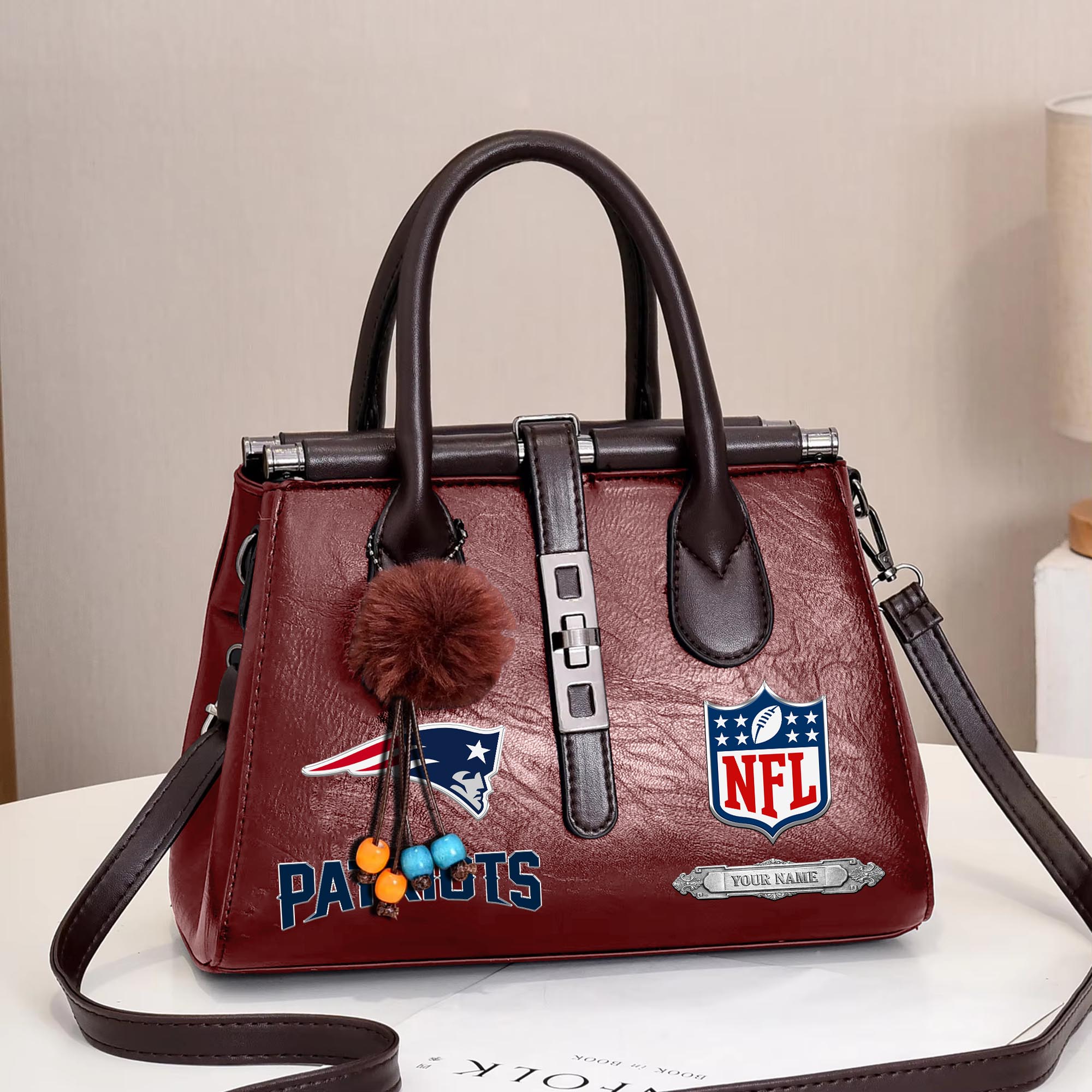 New England Patriots Deluxe Handbag For Women Custom Your Name 2025 Versions, Sport Handbag Set Large Capacity 3Pcs Patent Leather Tote Bags for Women EHIVM-05302416N - Image 7