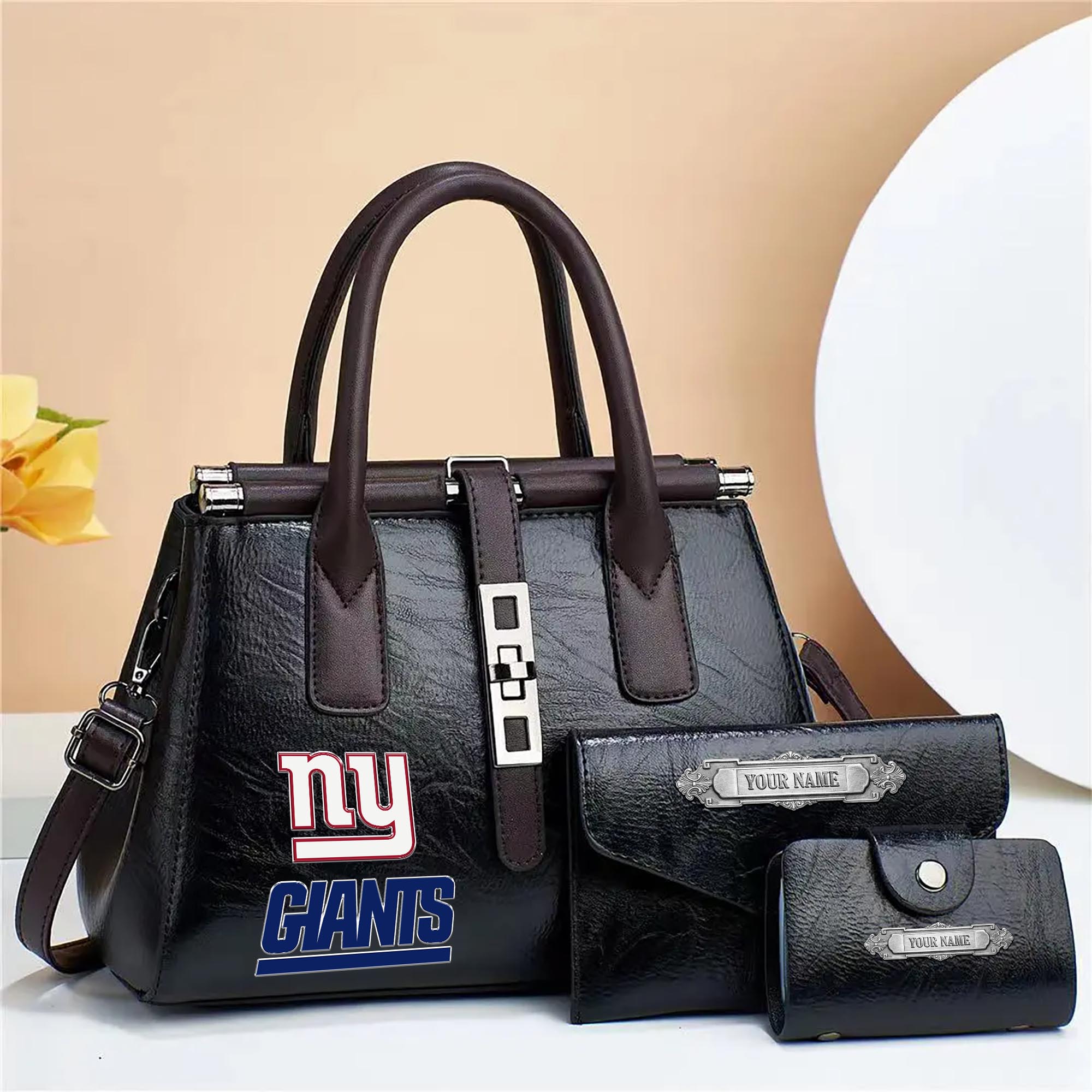 Alternative view of New York Giants Deluxe Handbag For Women Custom Your Name 2025 Versions, Sport Handbag Set Large Capacity 3Pcs Patent Leather Tote Bags for Women  EHIVM-05302416N