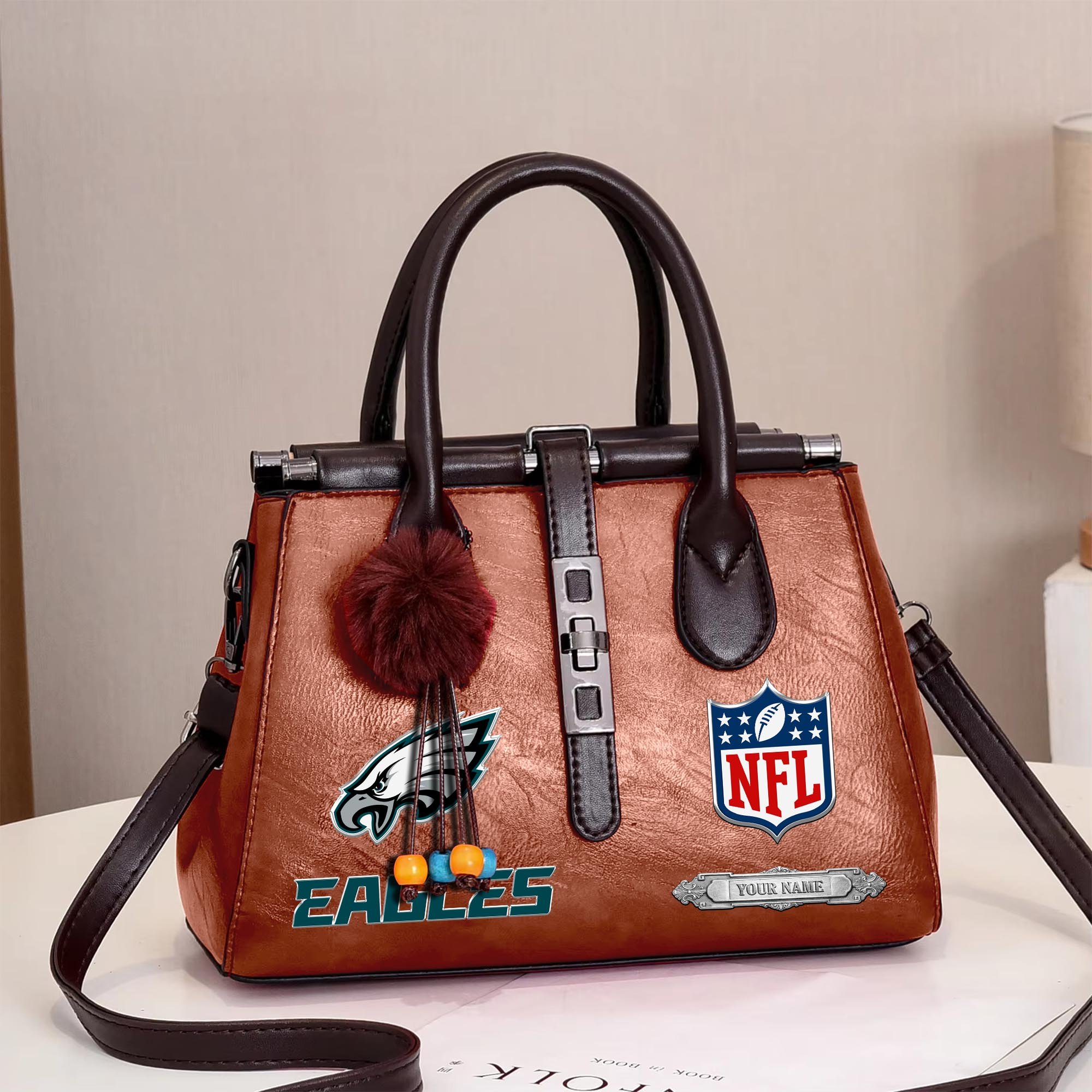 Philadelphia Eagles Deluxe Handbag For Women Custom Your Name 2025 Versions, Sport Handbag Set Large Capacity 3Pcs Patent Leather Tote Bags for Women  EHIVM-05302416N