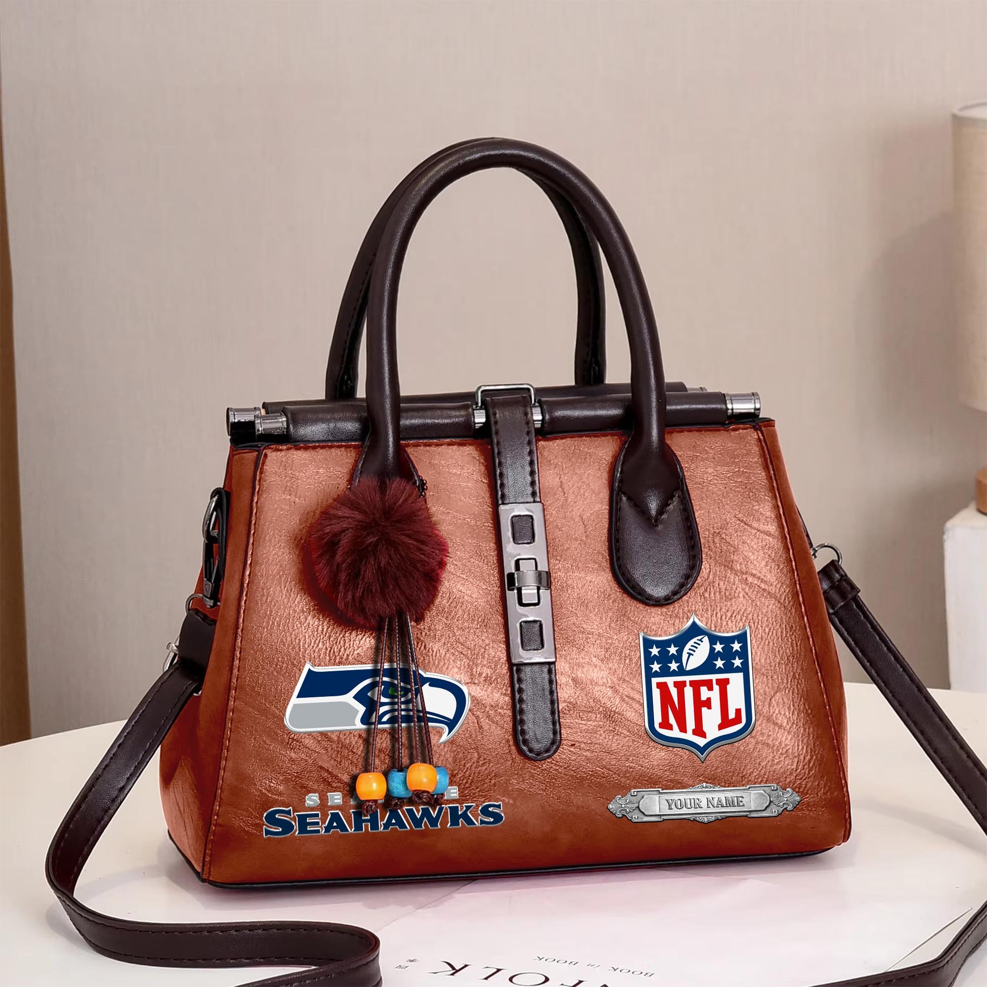 Seattle Seahawks Deluxe Handbag For Women Custom Your Name 2025 Versions, Sport Handbag Set Large Capacity 3Pcs Patent Leather Tote Bags for Women  EHIVM-05302416N