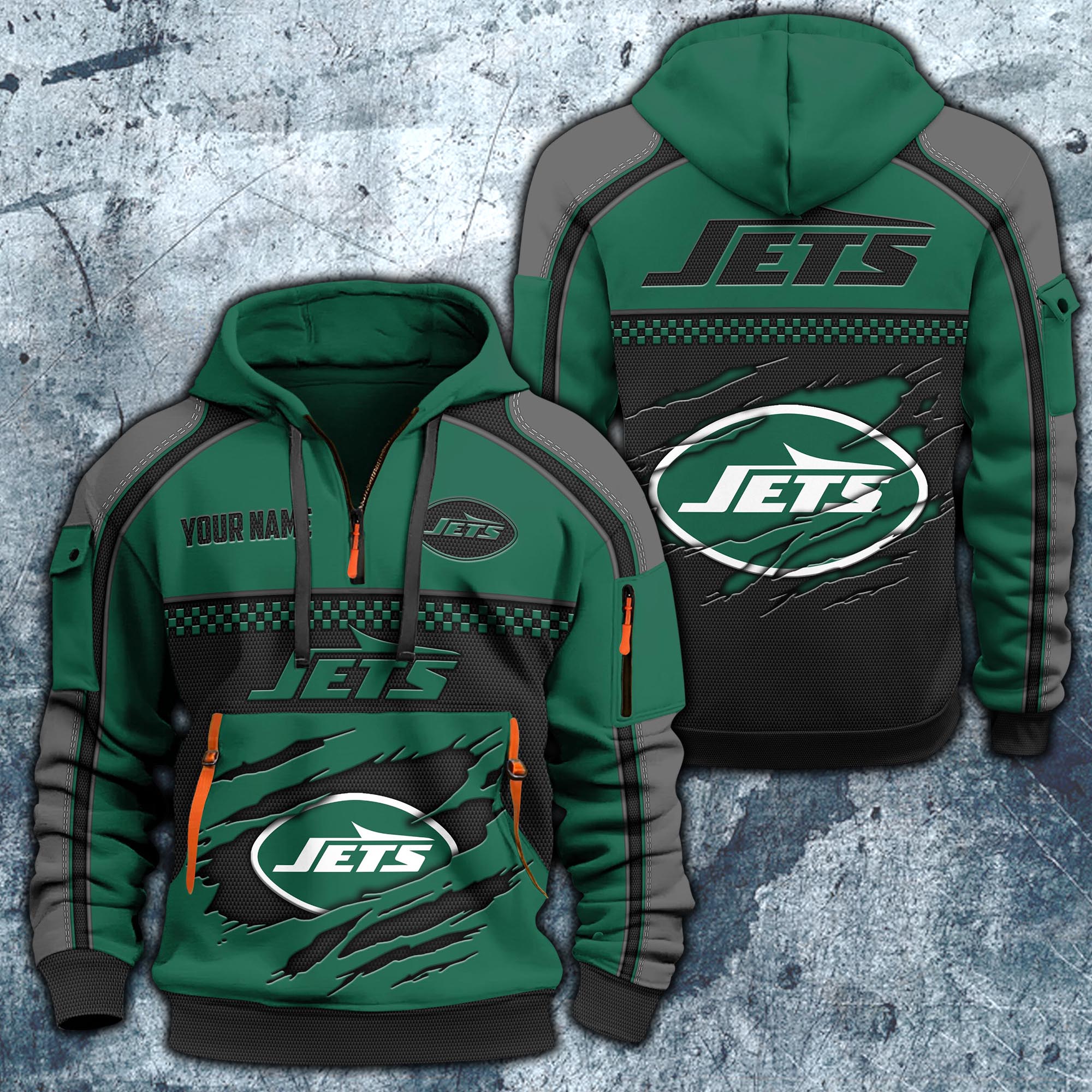 New York Jets  Men's Casual Zipper Hooded Sweatshirts main image 0