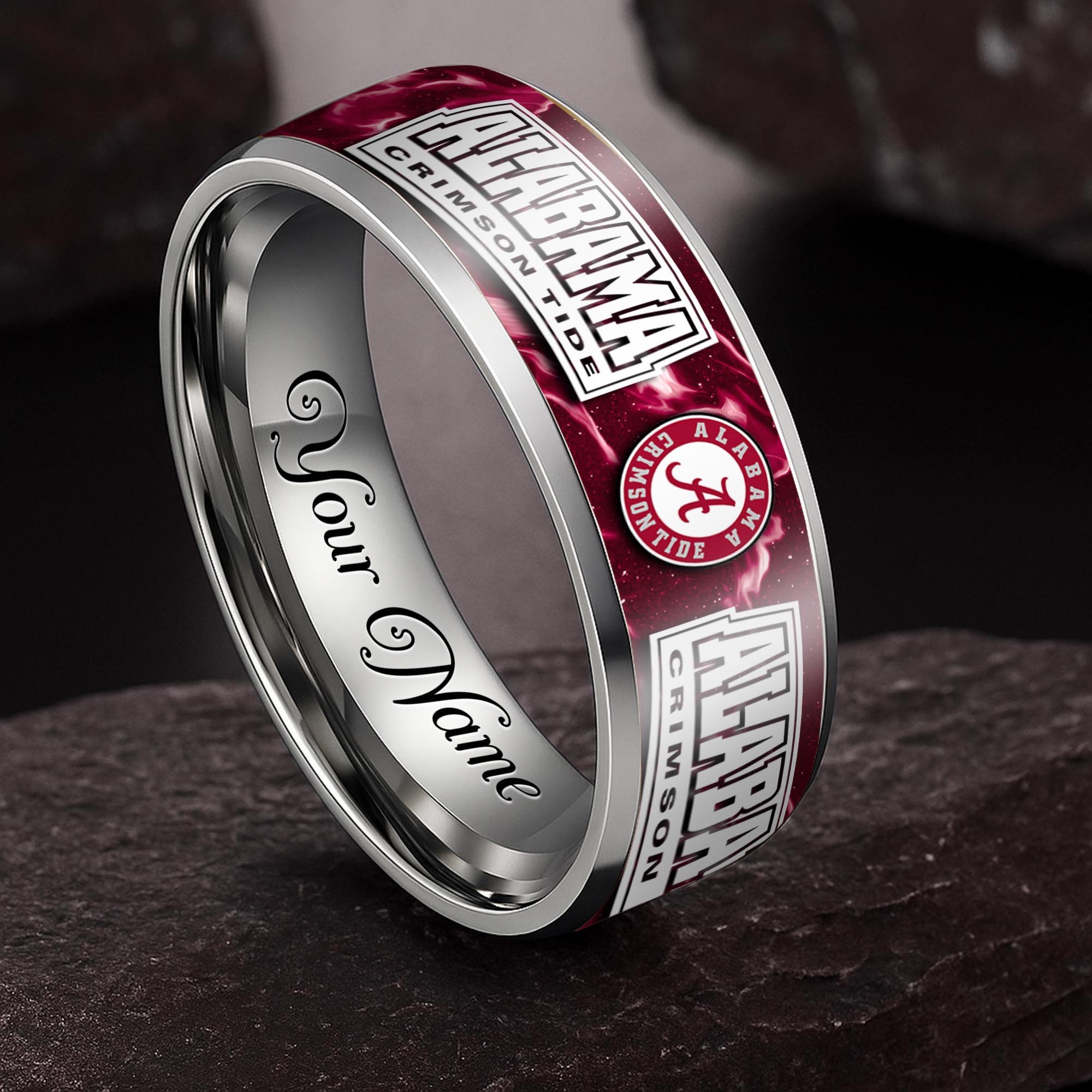 Alabama Crimson Tide Stainless Steel Rings Comes With Box Custom Your Name 2025 versions, Gifts For Fan EHIVM-04081668A