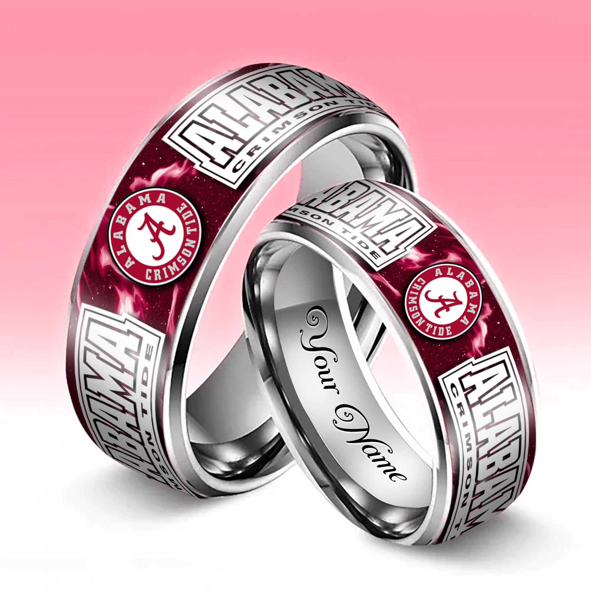 Alternative view of Alabama Crimson Tide Stainless Steel Rings Comes With Box Custom Your Name 2025 versions, Gifts For Fan EHIVM-04081668A