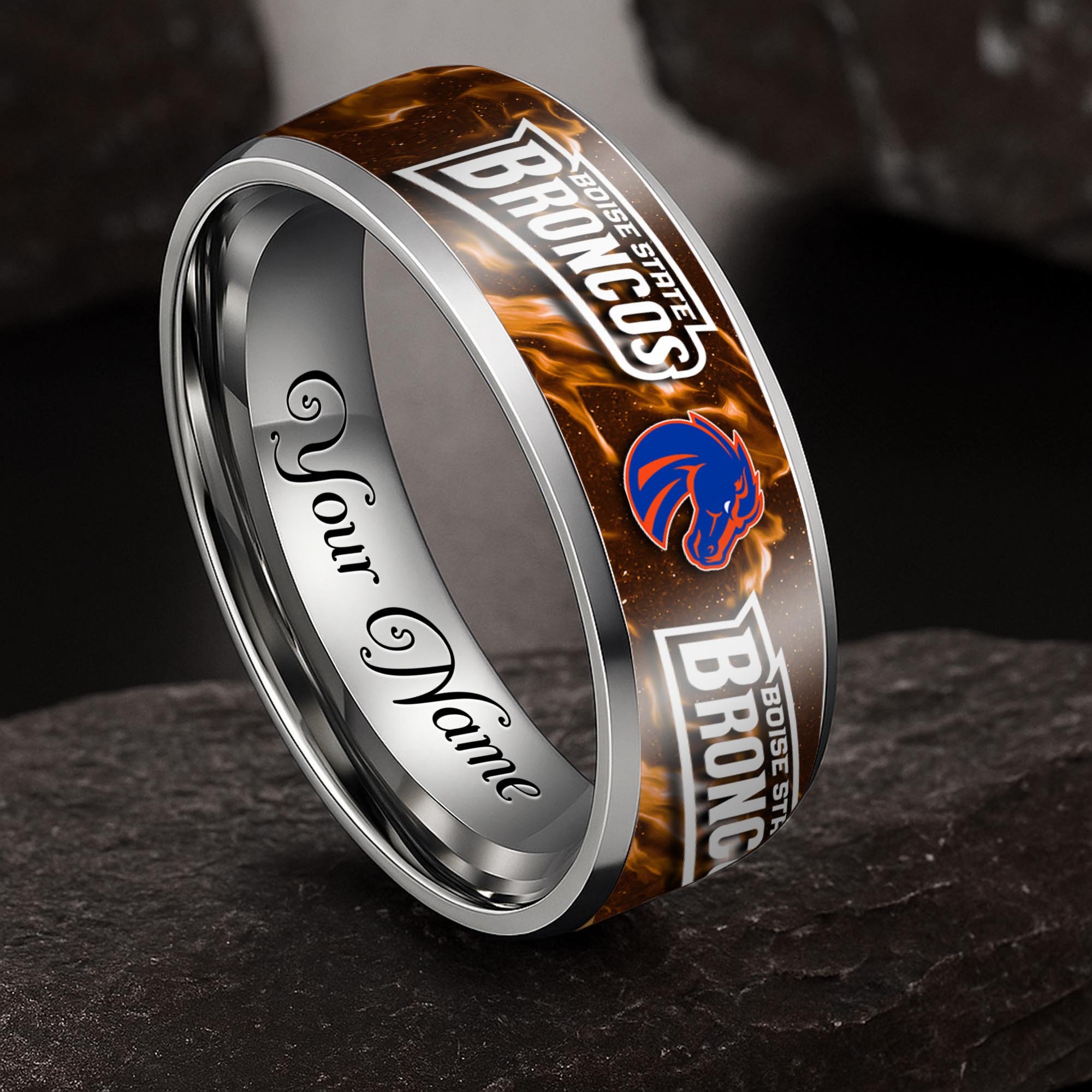 Boise State Broncos Stainless Steel Rings Comes With Box Custom Your Name 2025 versions, Gifts For Fan EHIVM-04081668A