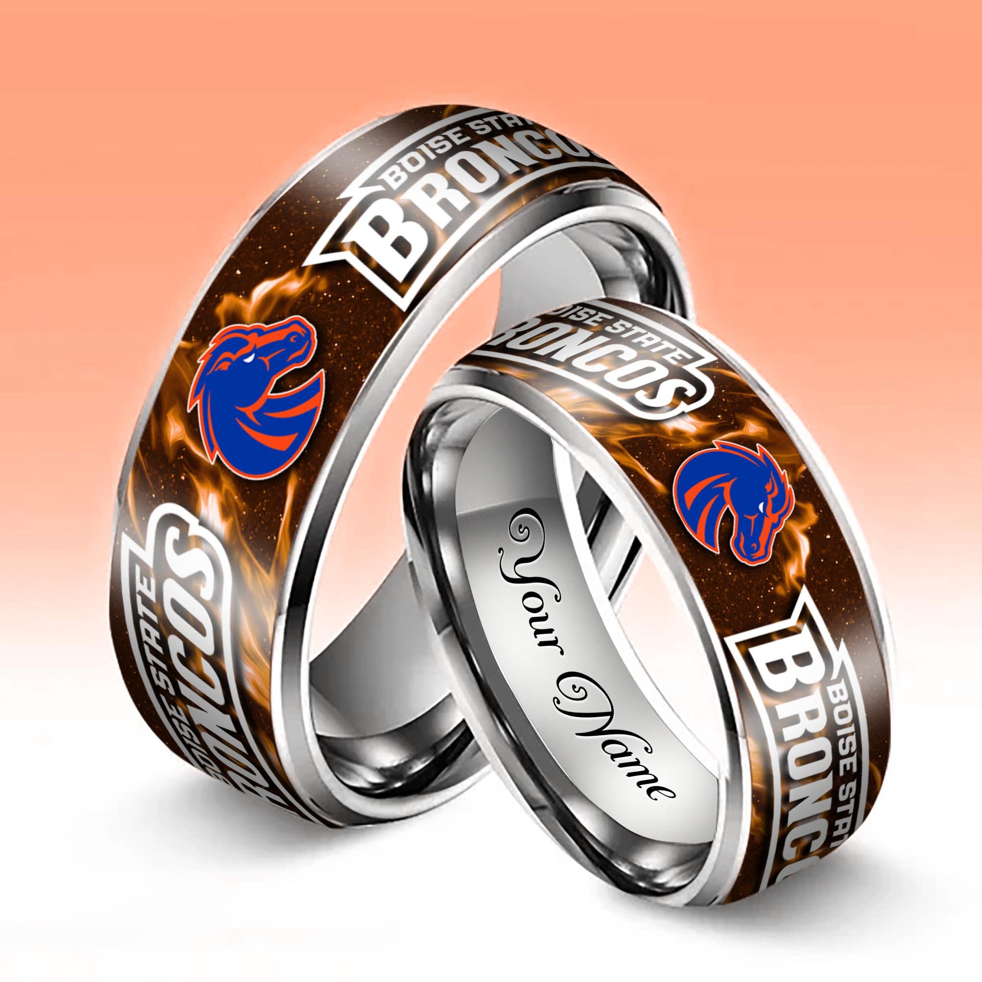 Alternative view of Boise State Broncos Stainless Steel Rings Comes With Box Custom Your Name 2025 versions, Gifts For Fan EHIVM-04081668A