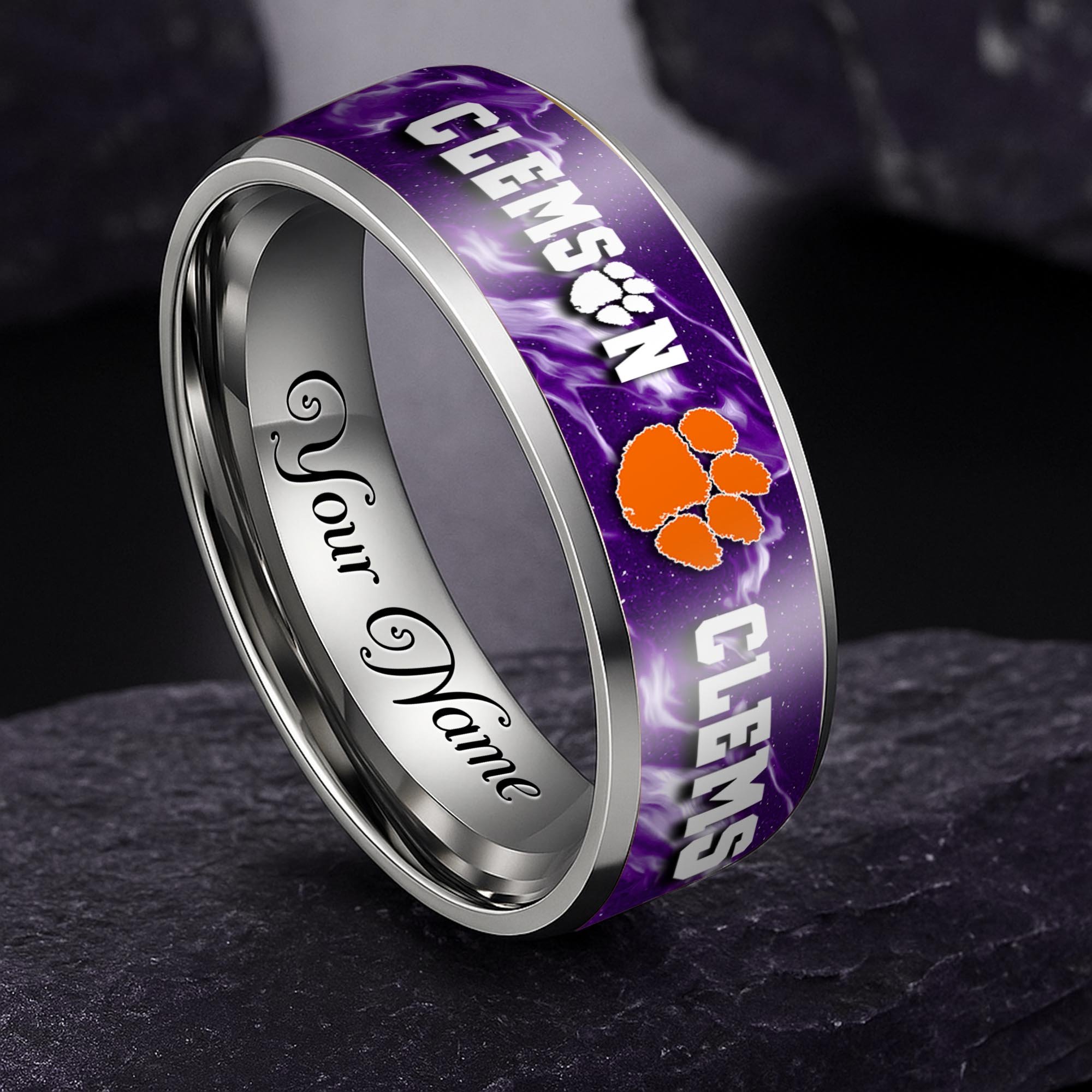 Clemson Tigers Stainless Steel Rings Comes With Box Custom Your Name 2025 versions, Gifts For Fan EHIVM-04081668A