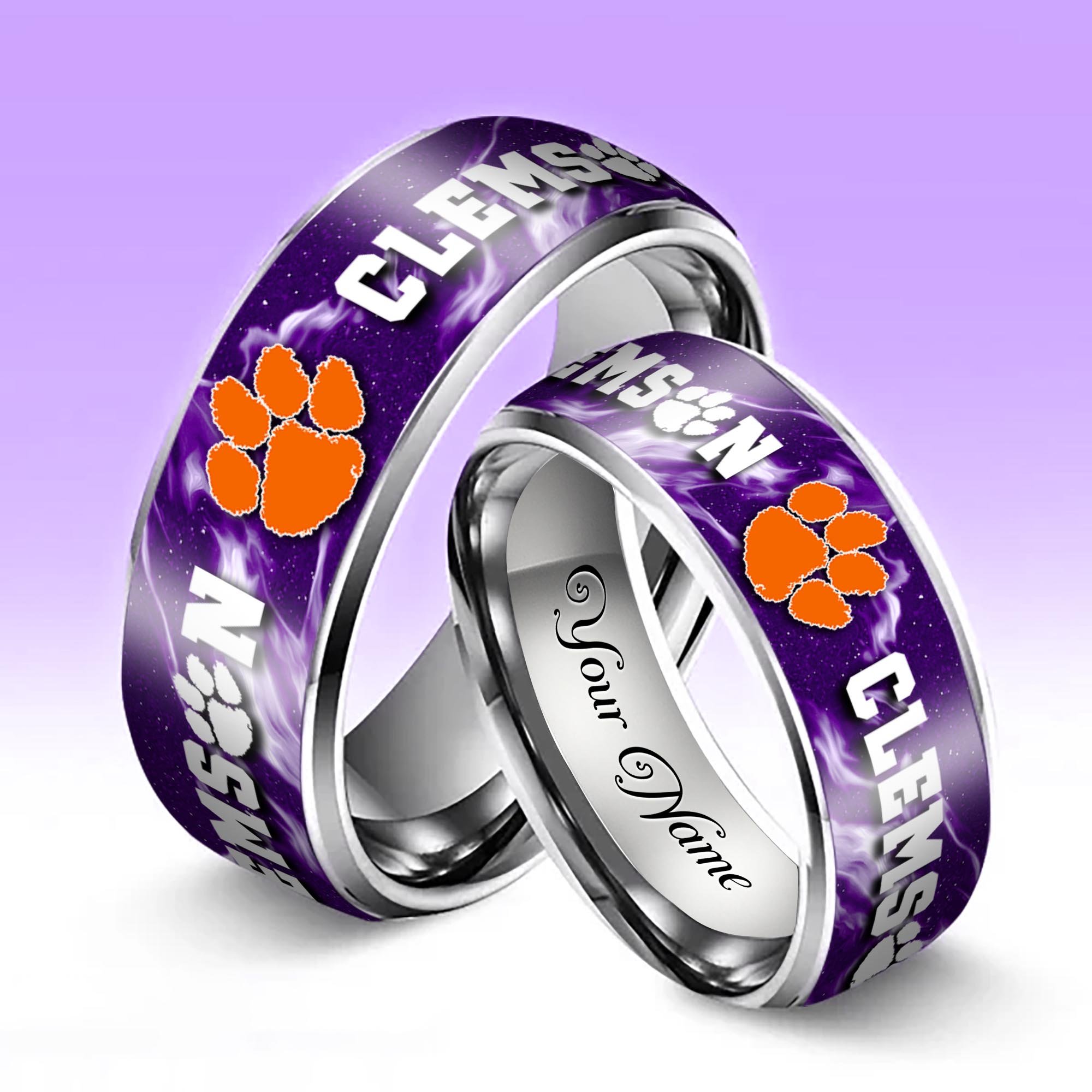 Alternative view of Clemson Tigers Stainless Steel Rings Comes With Box Custom Your Name 2025 versions, Gifts For Fan EHIVM-04081668A