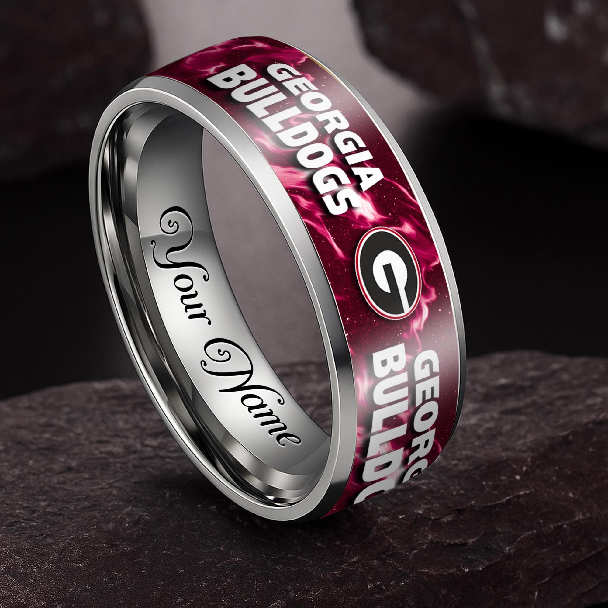 Georgia Bulldogs Stainless Steel Rings Comes With Box Custom Your Name 2025 versions, Gifts For Fan EHIVM-04081668A