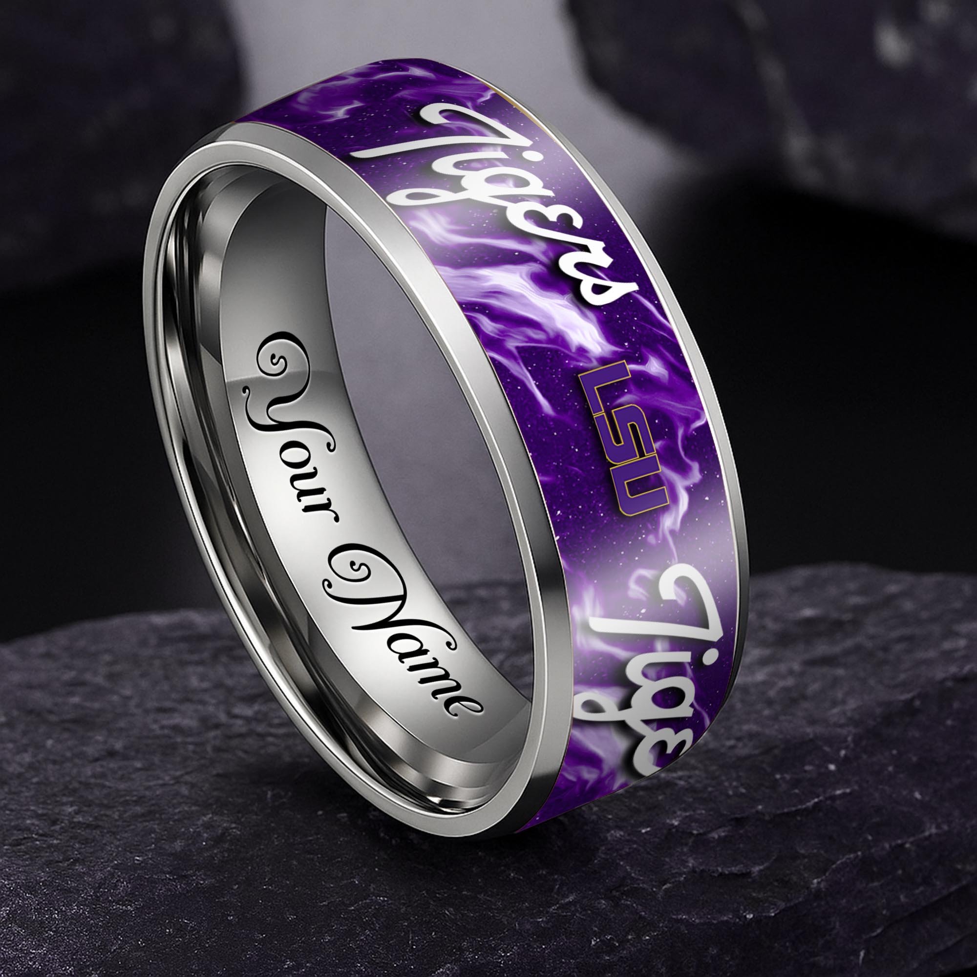 LSU TIGERS Stainless Steel Rings Comes With Box Custom Your Name 2025 versions, Gifts For Fan EHIVM-04081668A