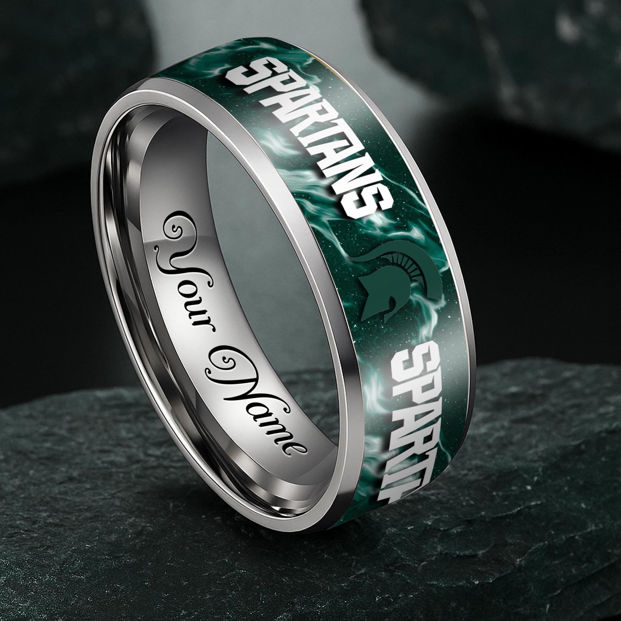 Michigan State Spartans Stainless Steel Rings Comes With Box Custom Your Name 2025 versions, Gifts For Fan EHIVM-04081668A