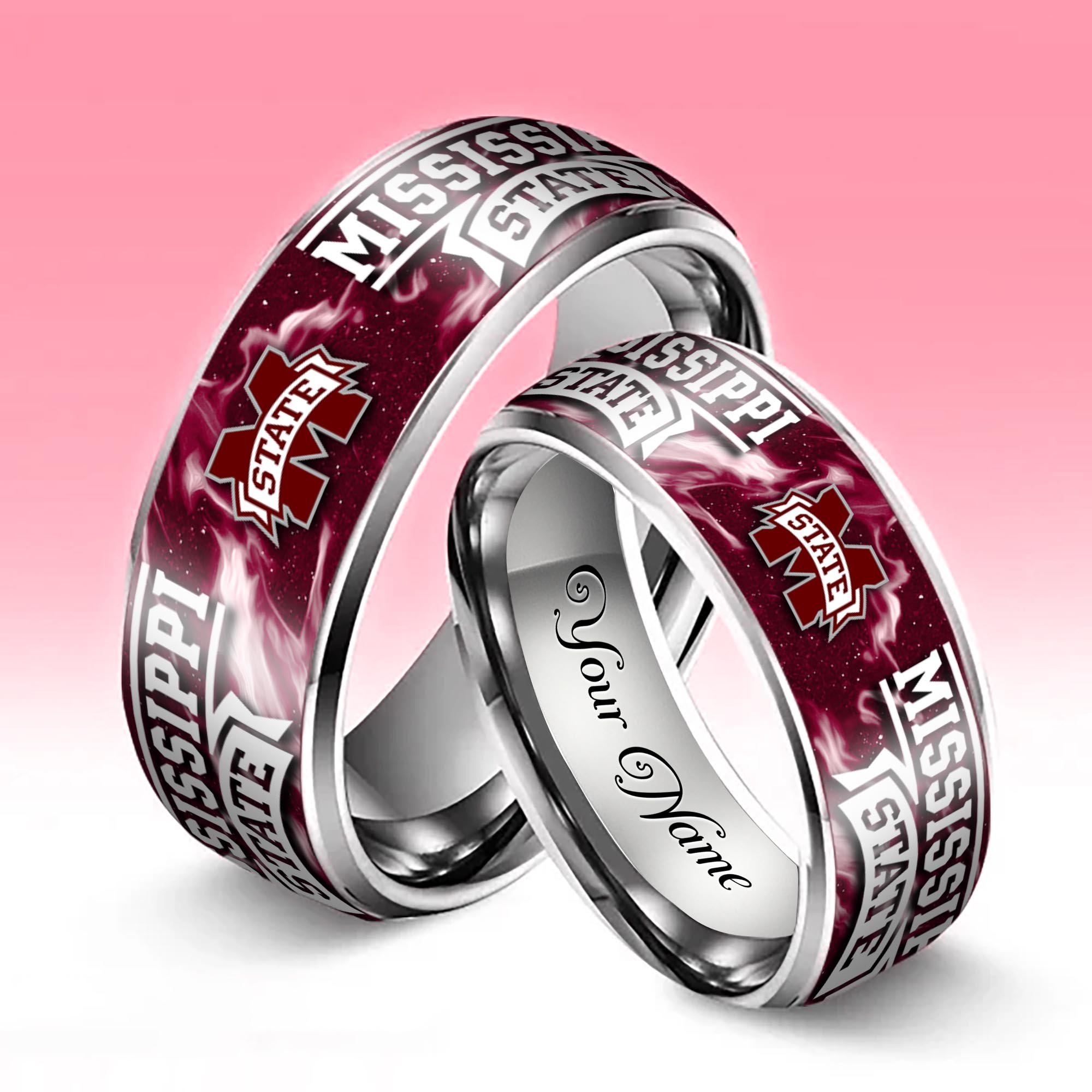 Alternative view of Mississippi State Bulldogs Stainless Steel Rings Comes With Box Custom Your Name 2025 versions, Gifts For Fan EHIVM-04081668A