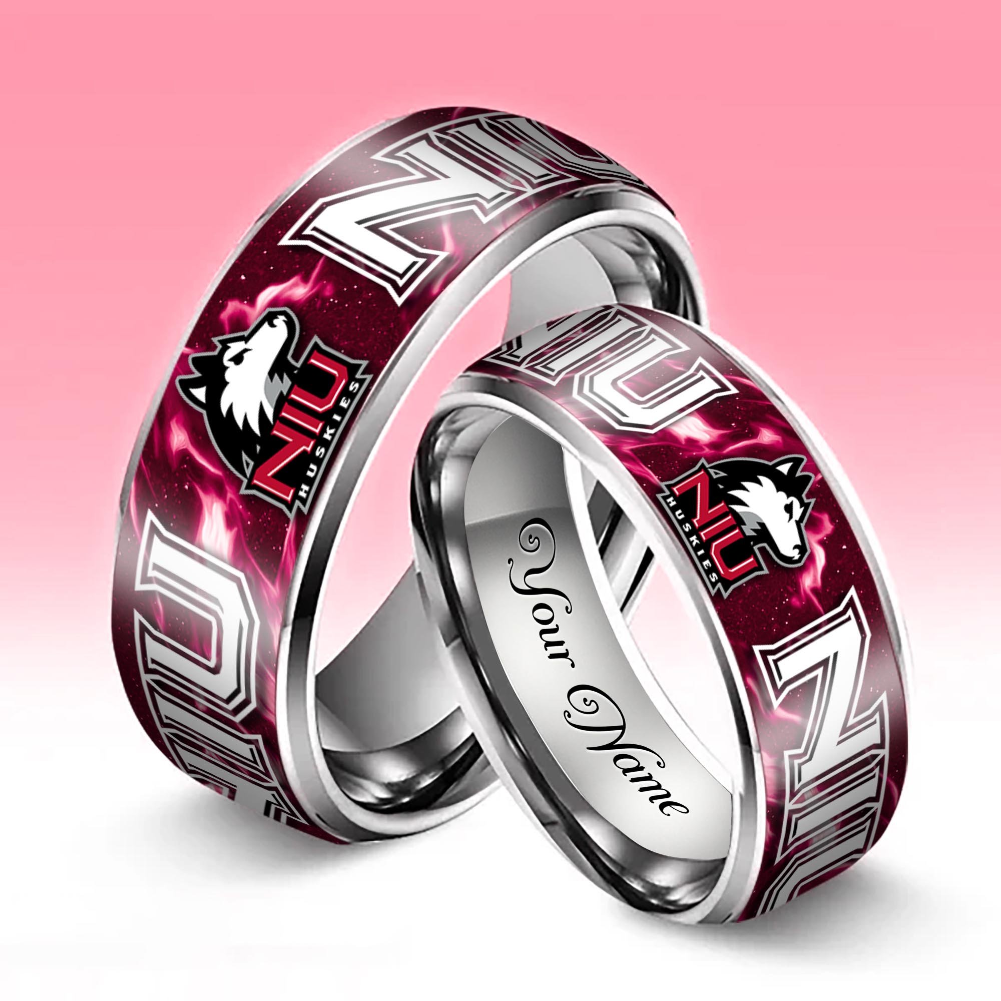 Alternative view of Northern Illinois Huskies Stainless Steel Rings Comes With Box Custom Your Name 2025 versions, Gifts For Fan EHIVM-04081668A