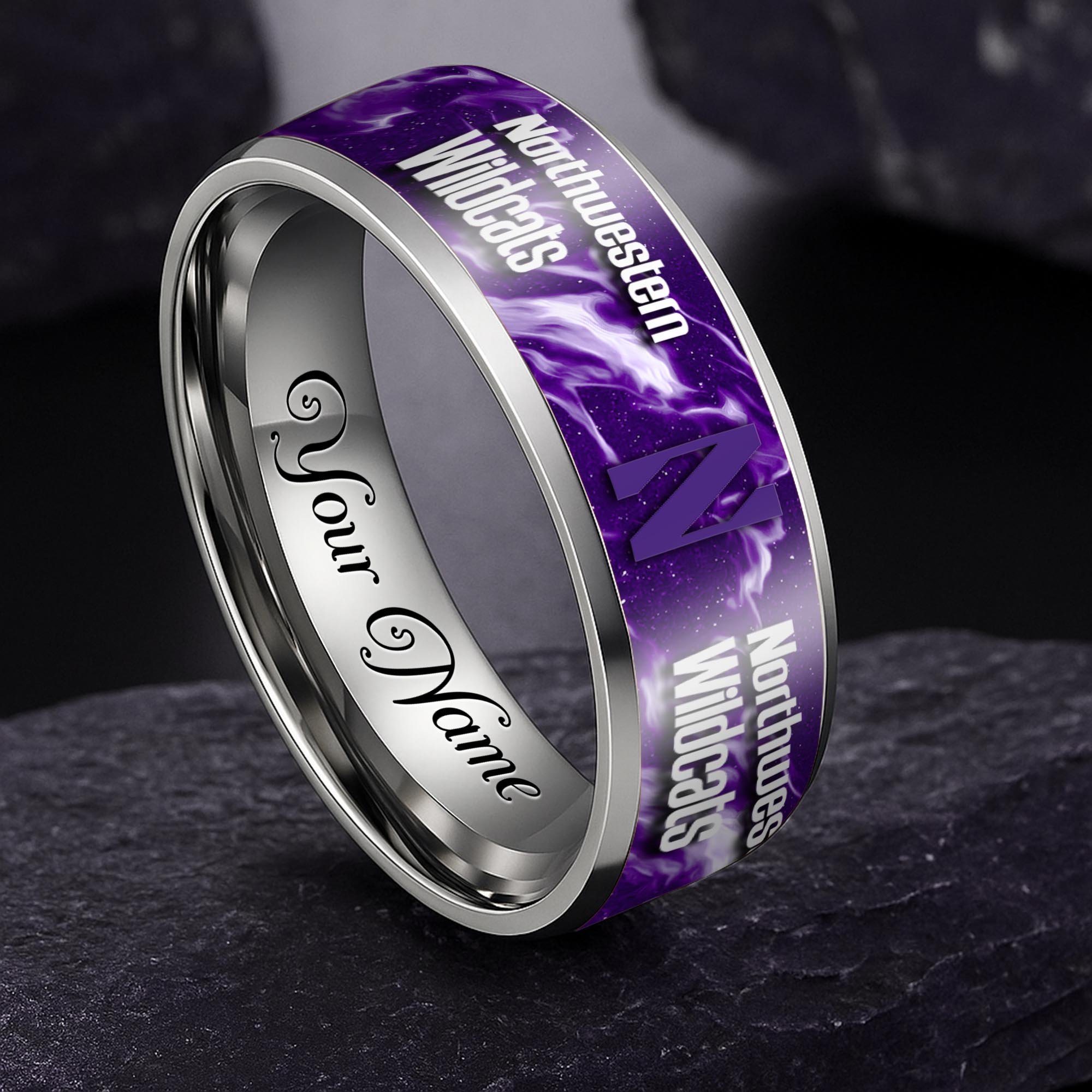 Northwestern Wildcats Stainless Steel Rings Comes With Box Custom Your Name 2025 versions, Gifts For Fan EHIVM-04081668A