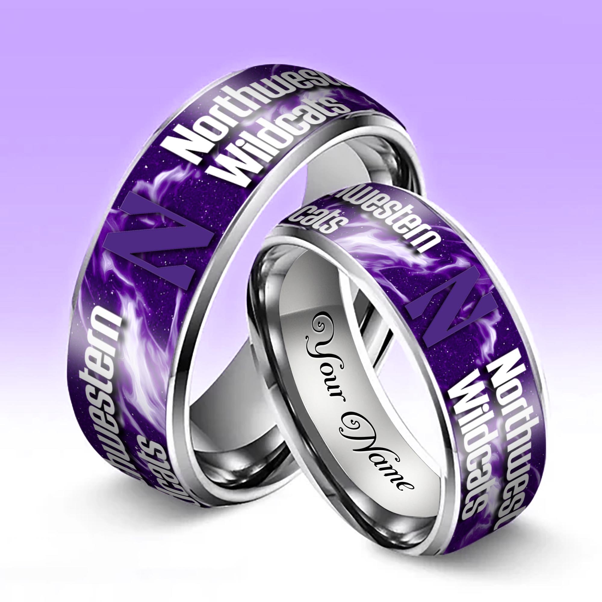Alternative view of Northwestern Wildcats Stainless Steel Rings Comes With Box Custom Your Name 2025 versions, Gifts For Fan EHIVM-04081668A