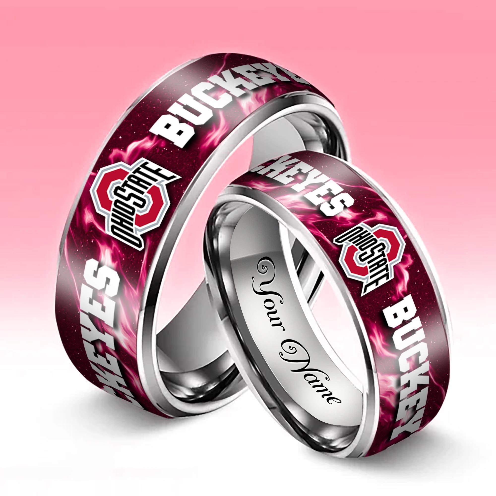 Alternative view of Ohio State Buckeyes Stainless Steel Rings Comes With Box Custom Your Name 2025 versions, Gifts For Fan EHIVM-04081668A