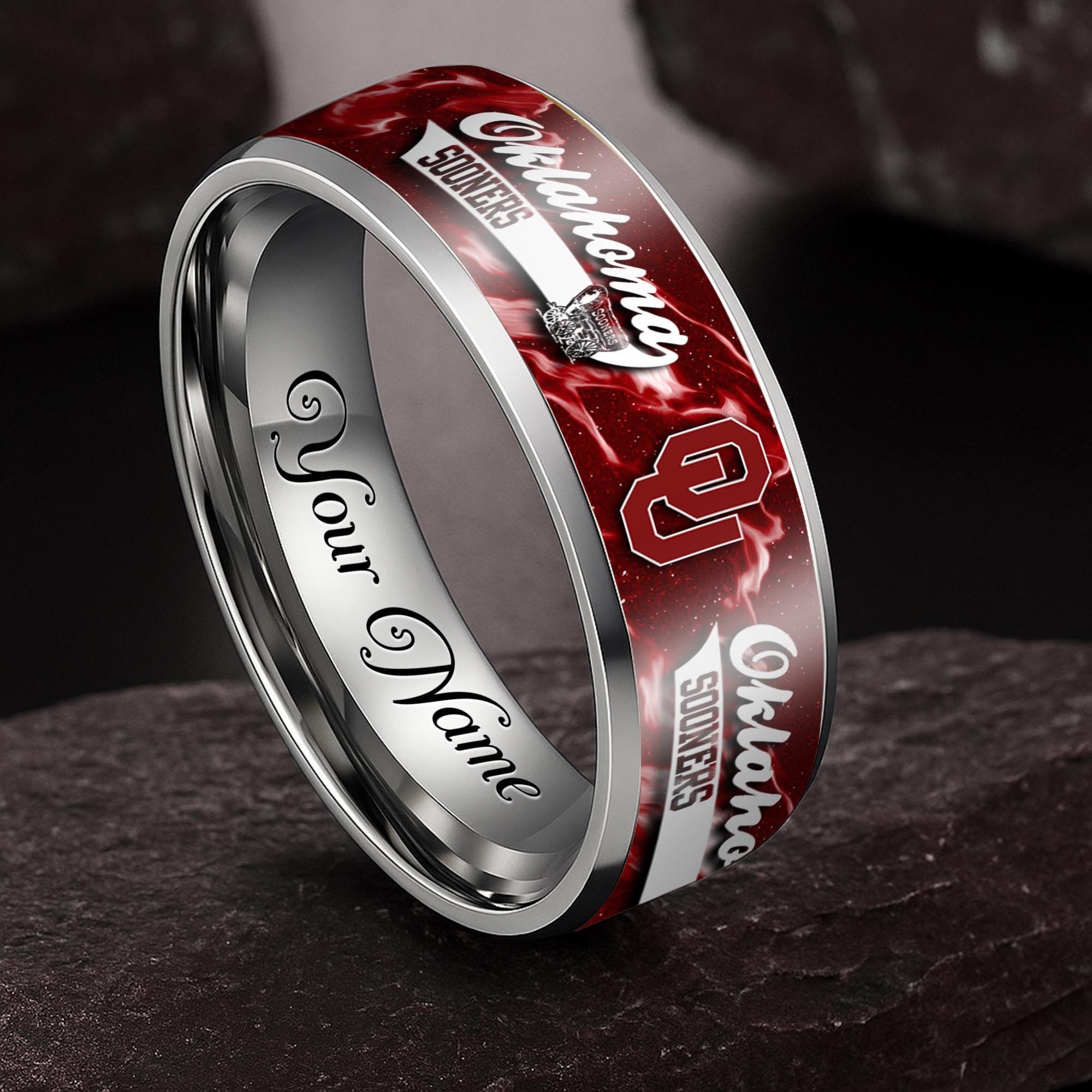 Oklahoma Sooners Stainless Steel Rings Comes With Box Custom Your Name 2025 versions, Gifts For Fan EHIVM-04081668A