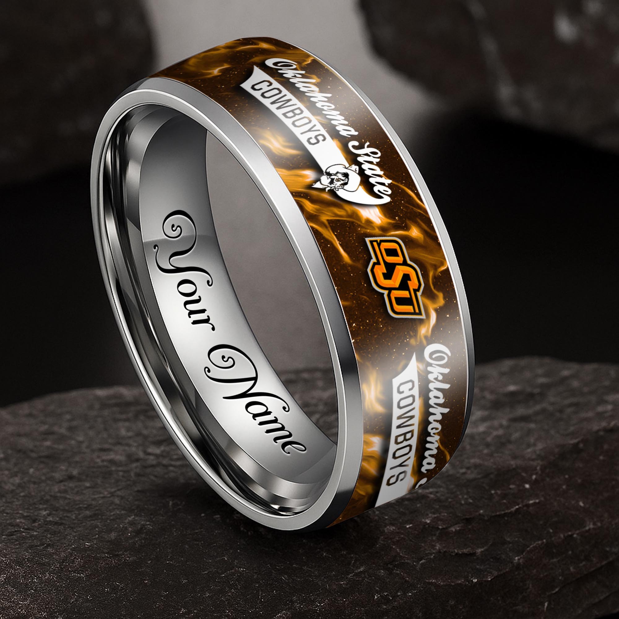 Oklahoma State Cowboys Stainless Steel Rings Comes With Box Custom Your Name 2025 versions, Gifts For Fan EHIVM-04081668A