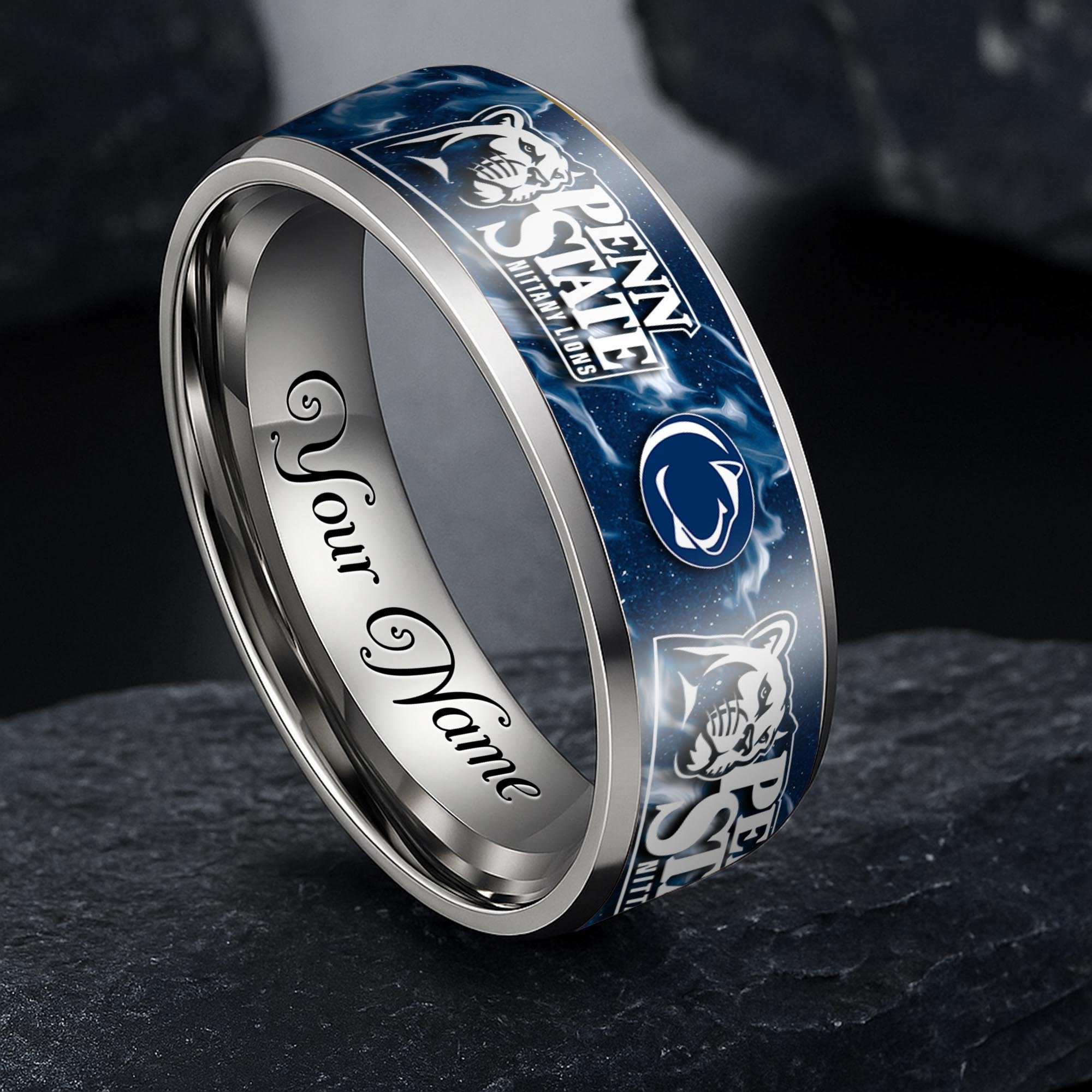 Penn State Nittany Lions Stainless Steel Rings Comes With Box Custom Your Name 2025 versions, Gifts For Fan EHIVM-04081668A