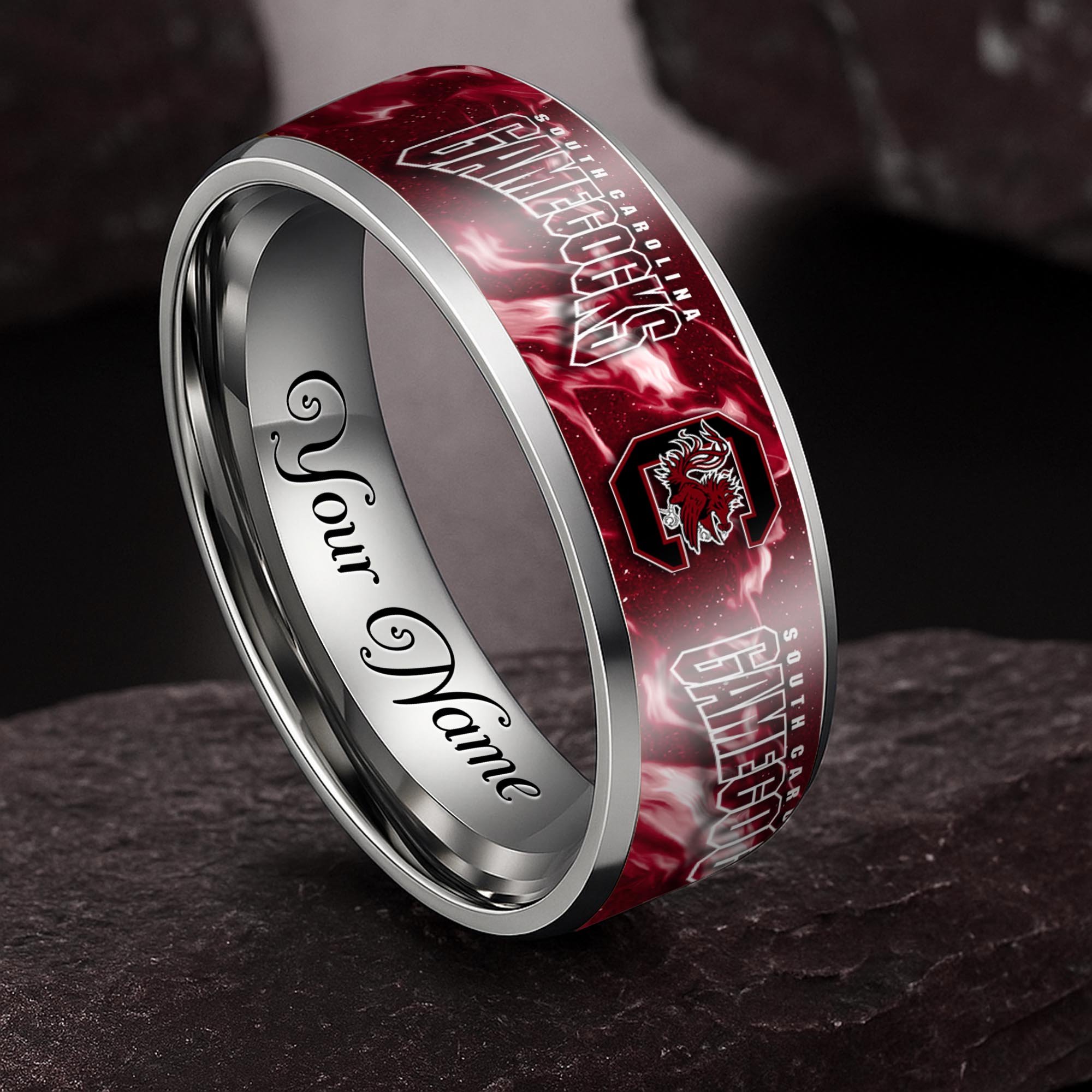 South Carolina Gamecocks Stainless Steel Rings Comes With Box Custom Your Name 2025 versions, Gifts For Fan EHIVM-04081668A