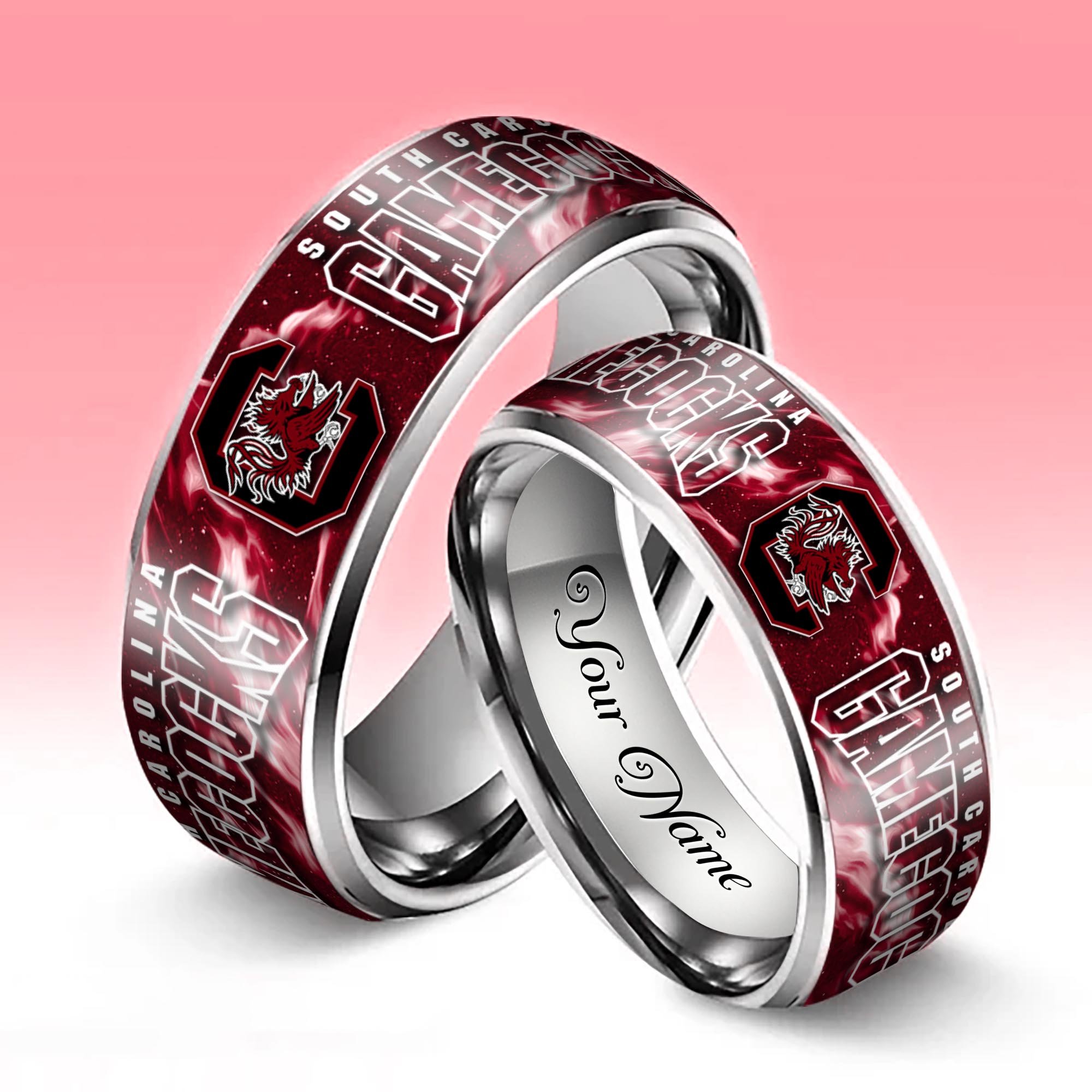 Alternative view of South Carolina Gamecocks Stainless Steel Rings Comes With Box Custom Your Name 2025 versions, Gifts For Fan EHIVM-04081668A