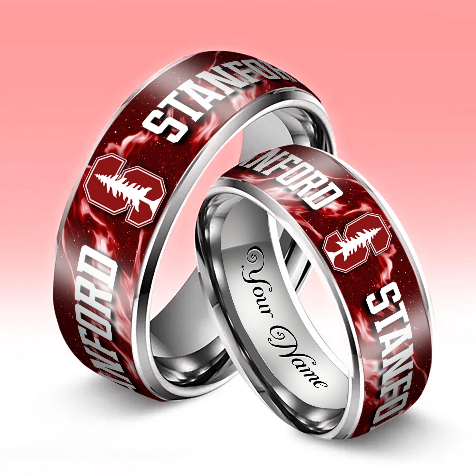 Alternative view of Stanford Cardinal Stainless Steel Rings Comes With Box Custom Your Name 2025 versions, Gifts For Fan EHIVM-04081668A