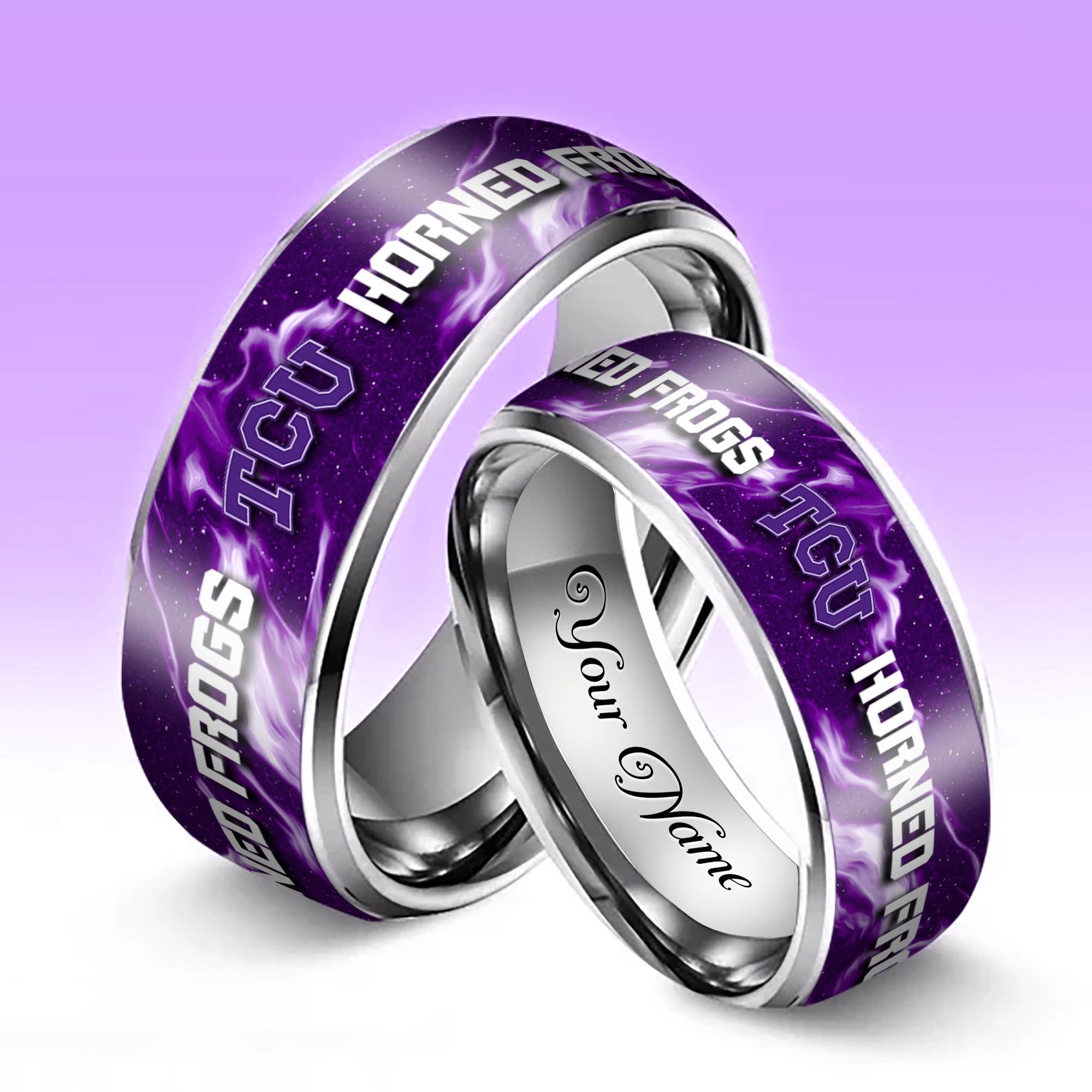 Alternative view of TCU Horned Frogs Stainless Steel Rings Comes With Box Custom Your Name 2025 versions, Gifts For Fan EHIVM-04081668A