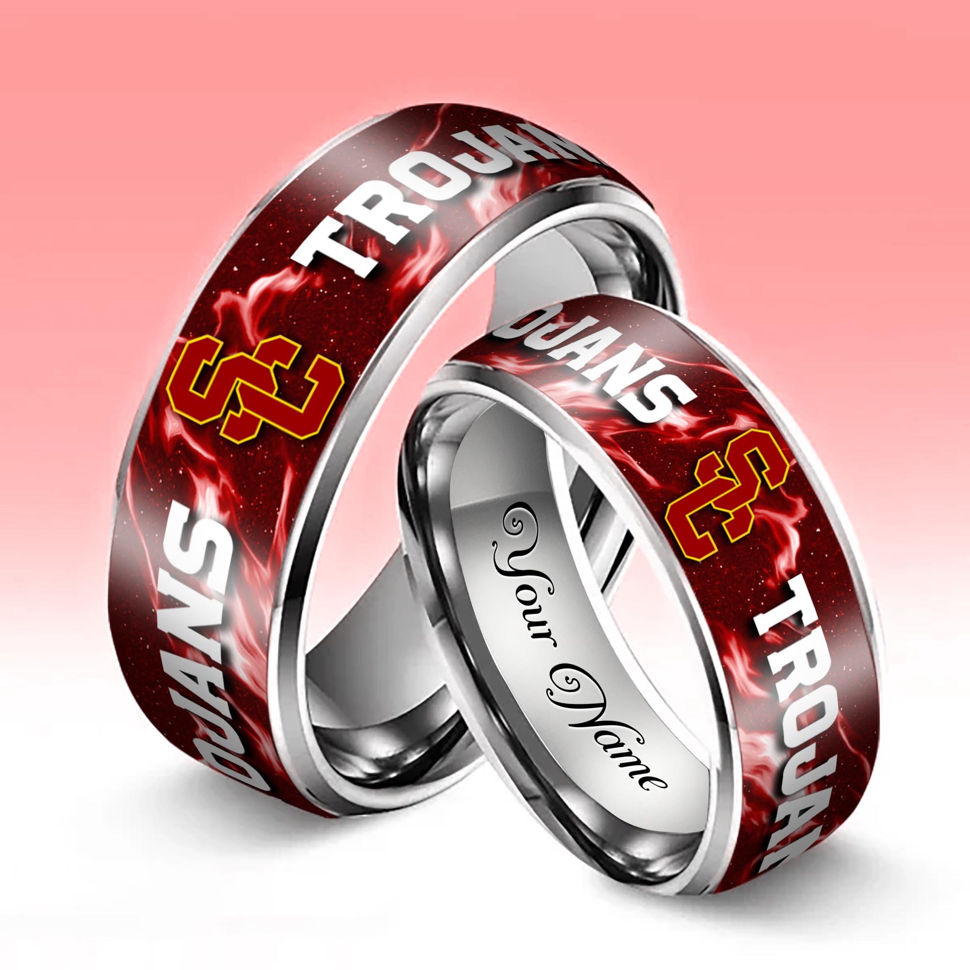Alternative view of USC Trojans Stainless Steel Rings Comes With Box Custom Your Name 2025 versions, Gifts For Fan EHIVM-04081668A