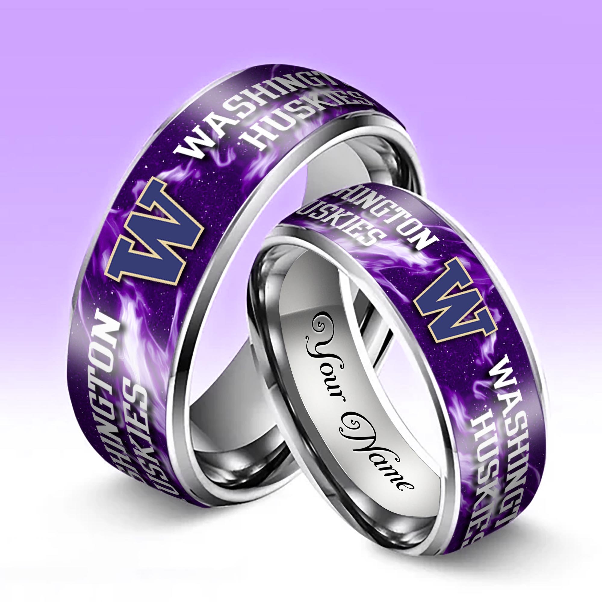 Alternative view of Washington Huskies Stainless Steel Rings Comes With Box Custom Your Name 2025 versions, Gifts For Fan EHIVM-04081668A