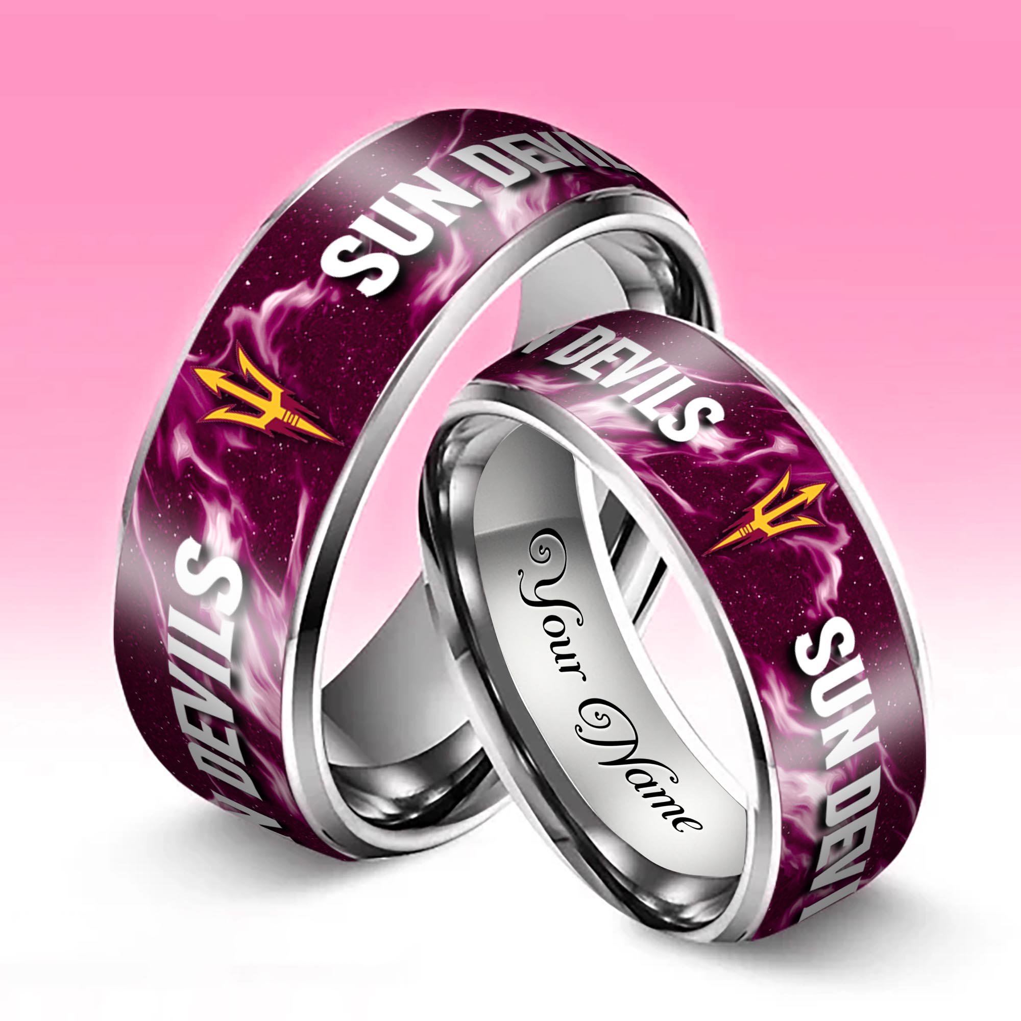 Alternative view of Arizona State Sun Devils Stainless Steel Rings Comes With Box Custom Your Name 2025 versions, Gifts For Fan EHIVM-04081668A