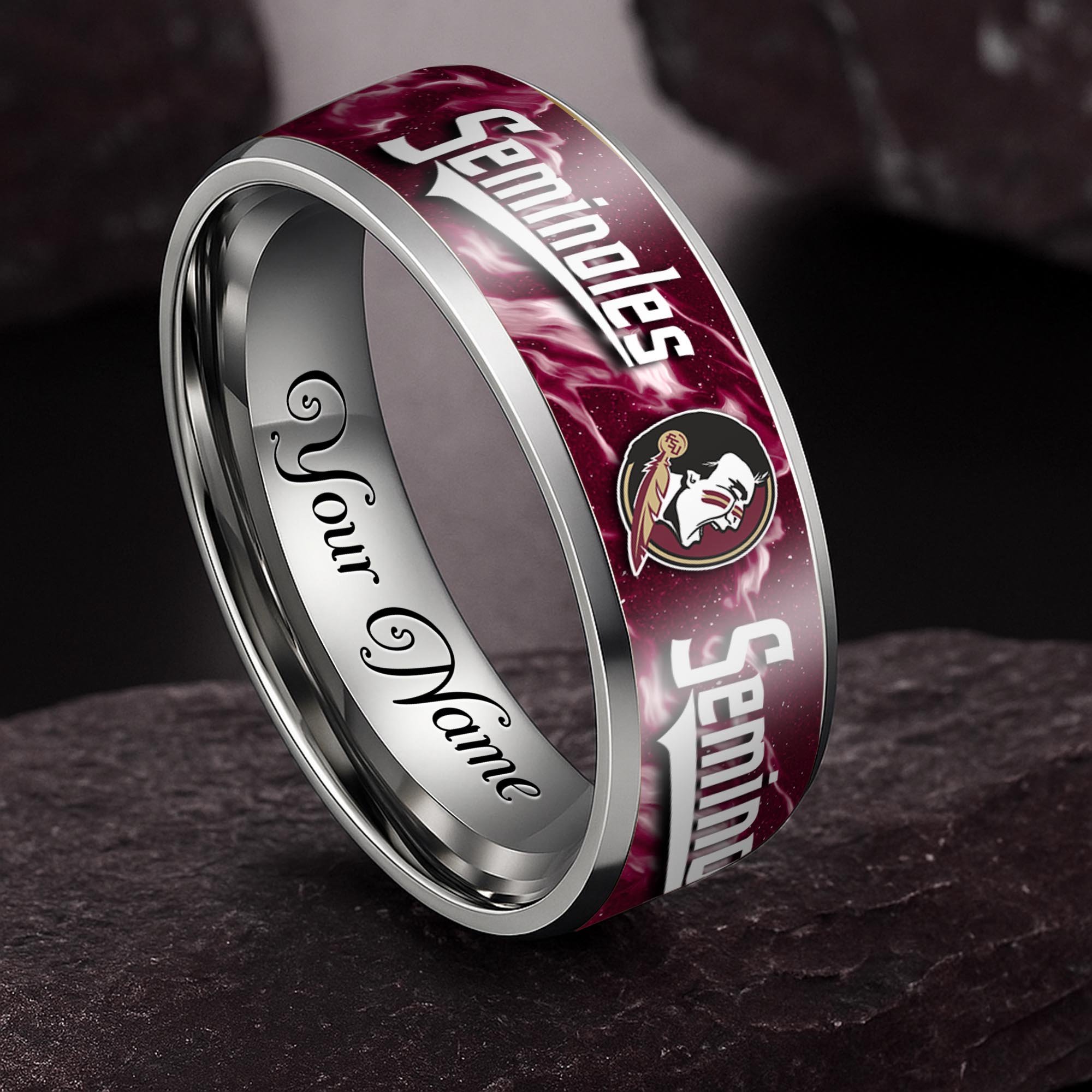 Florida State Seminoles Stainless Steel Rings Comes With Box Custom Your Name 2025 versions, Gifts For Fan EHIVM-04081668A