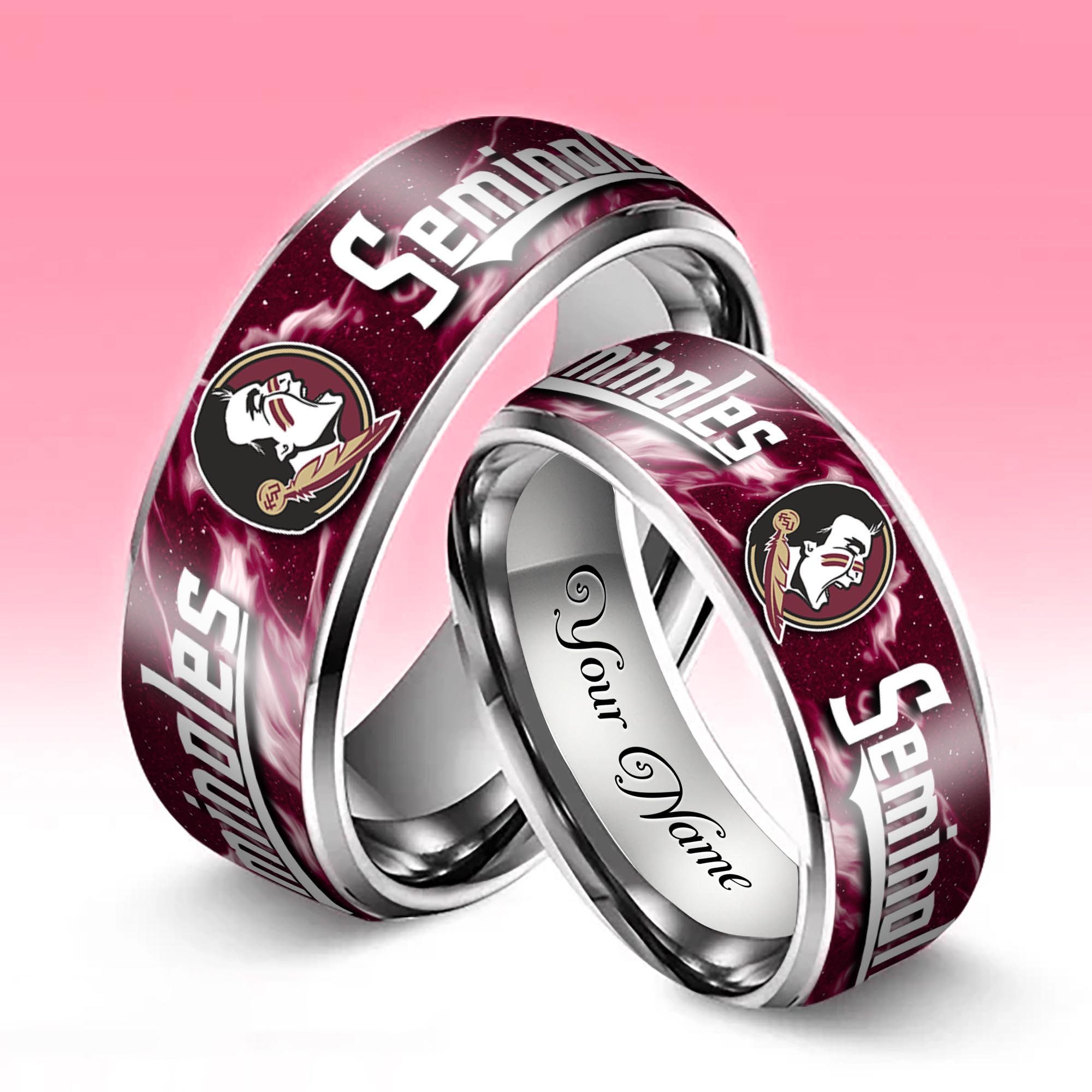 Alternative view of Florida State Seminoles Stainless Steel Rings Comes With Box Custom Your Name 2025 versions, Gifts For Fan EHIVM-04081668A