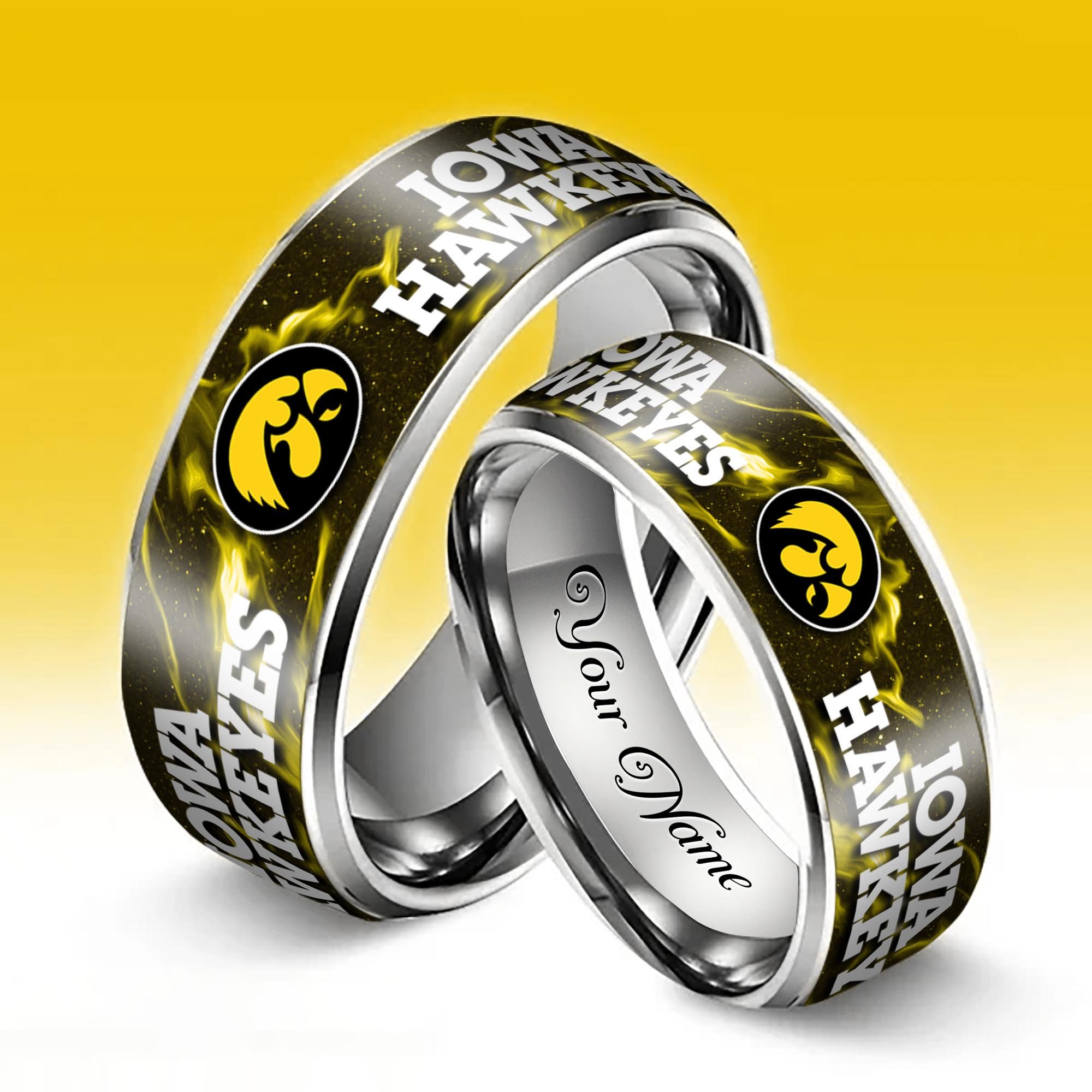 Alternative view of Iowa Hawkeyes Stainless Steel Rings Comes With Box Custom Your Name 2025 versions, Gifts For Fan EHIVM-04081668A