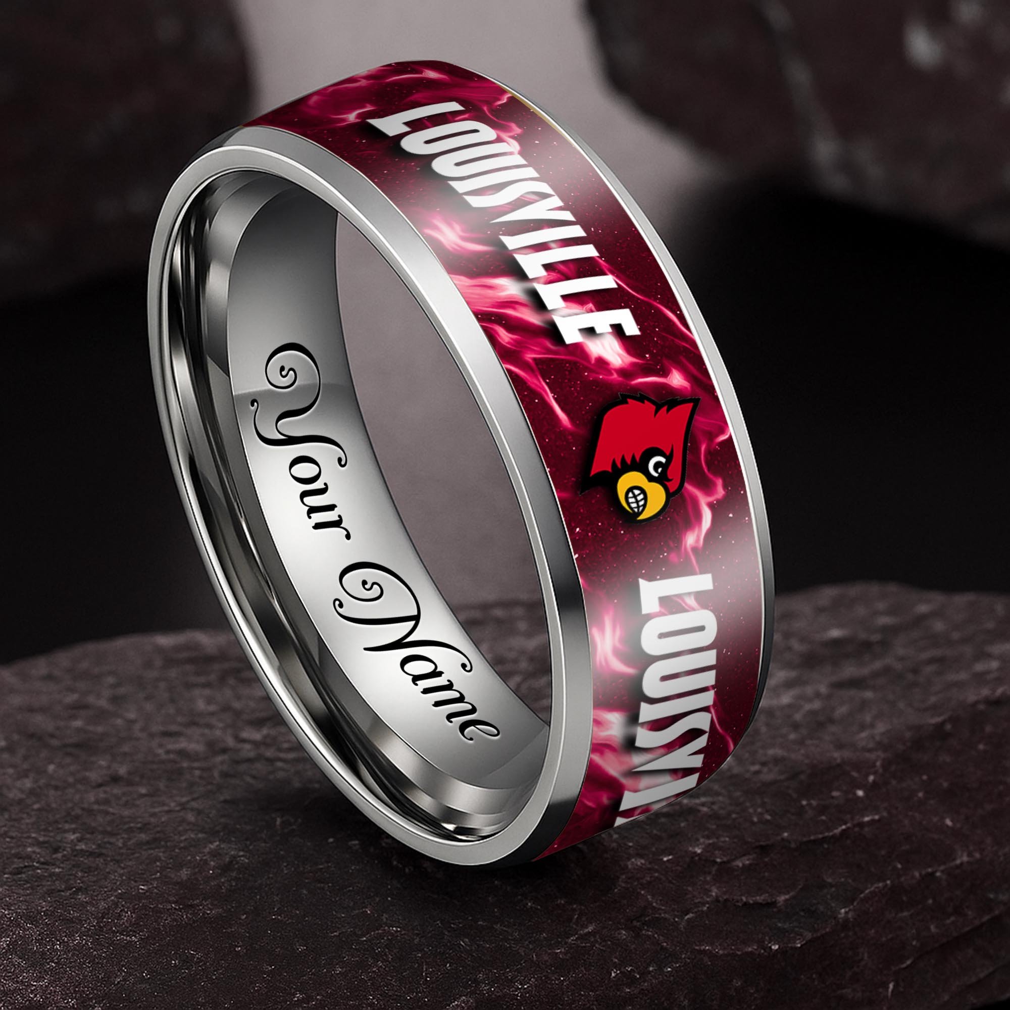 Louisville Cardinals Stainless Steel Rings Comes With Box Custom Your Name 2025 versions, Gifts For Fan EHIVM-04081668A